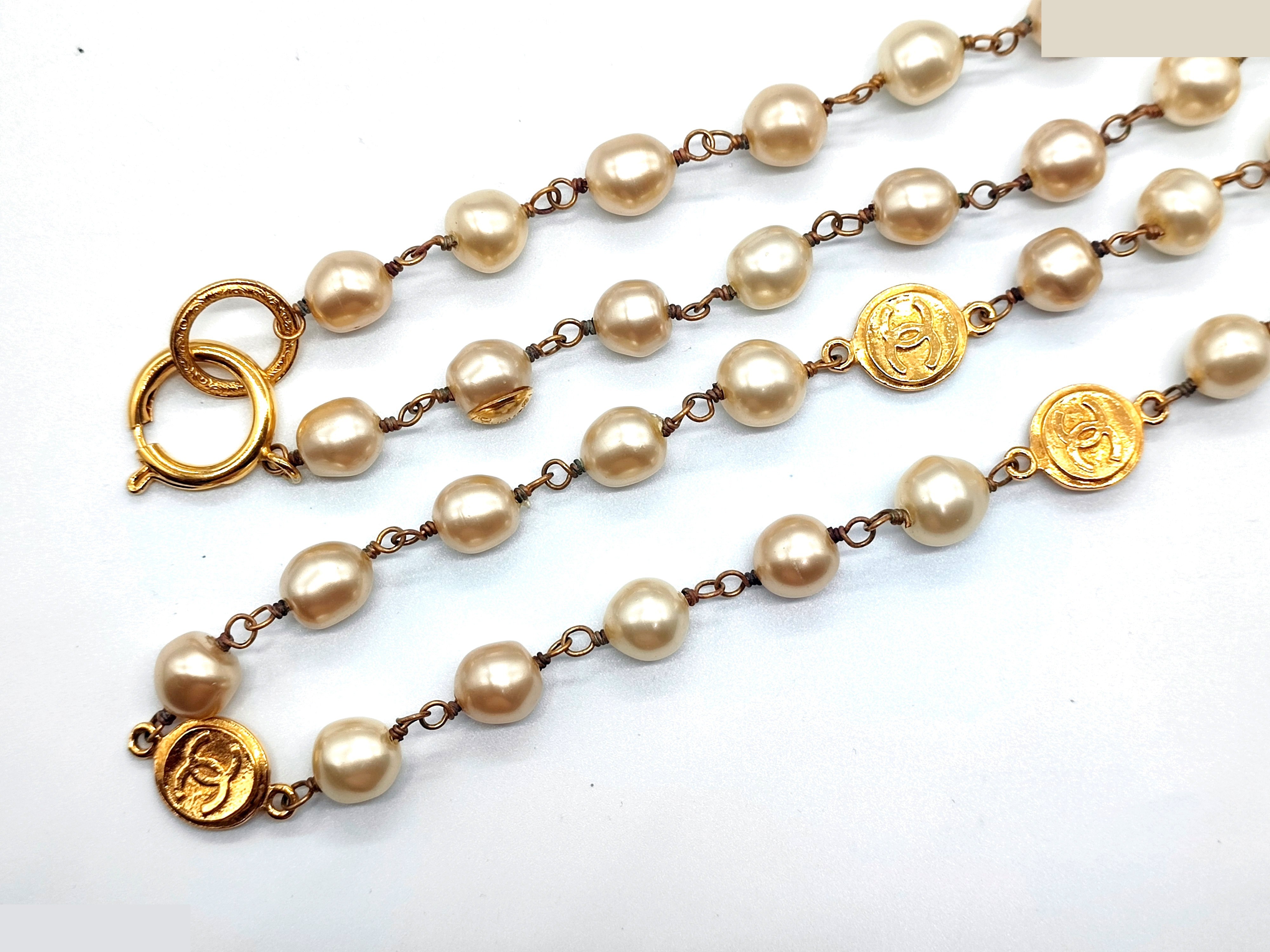 Coco Mark Coin Pearl Necklace, Chain approx. 86cm — view 4