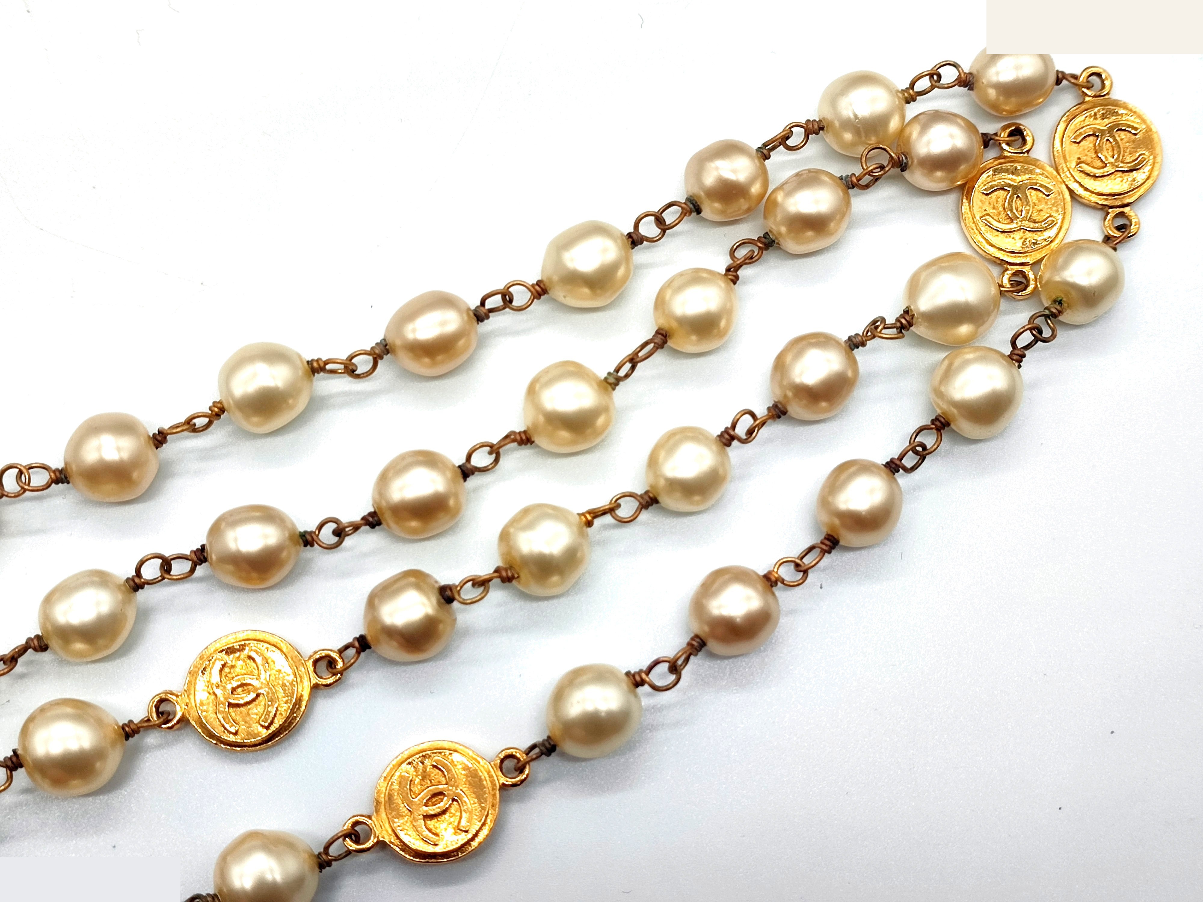 Coco Mark Coin Pearl Necklace, Chain approx. 86cm — view 5