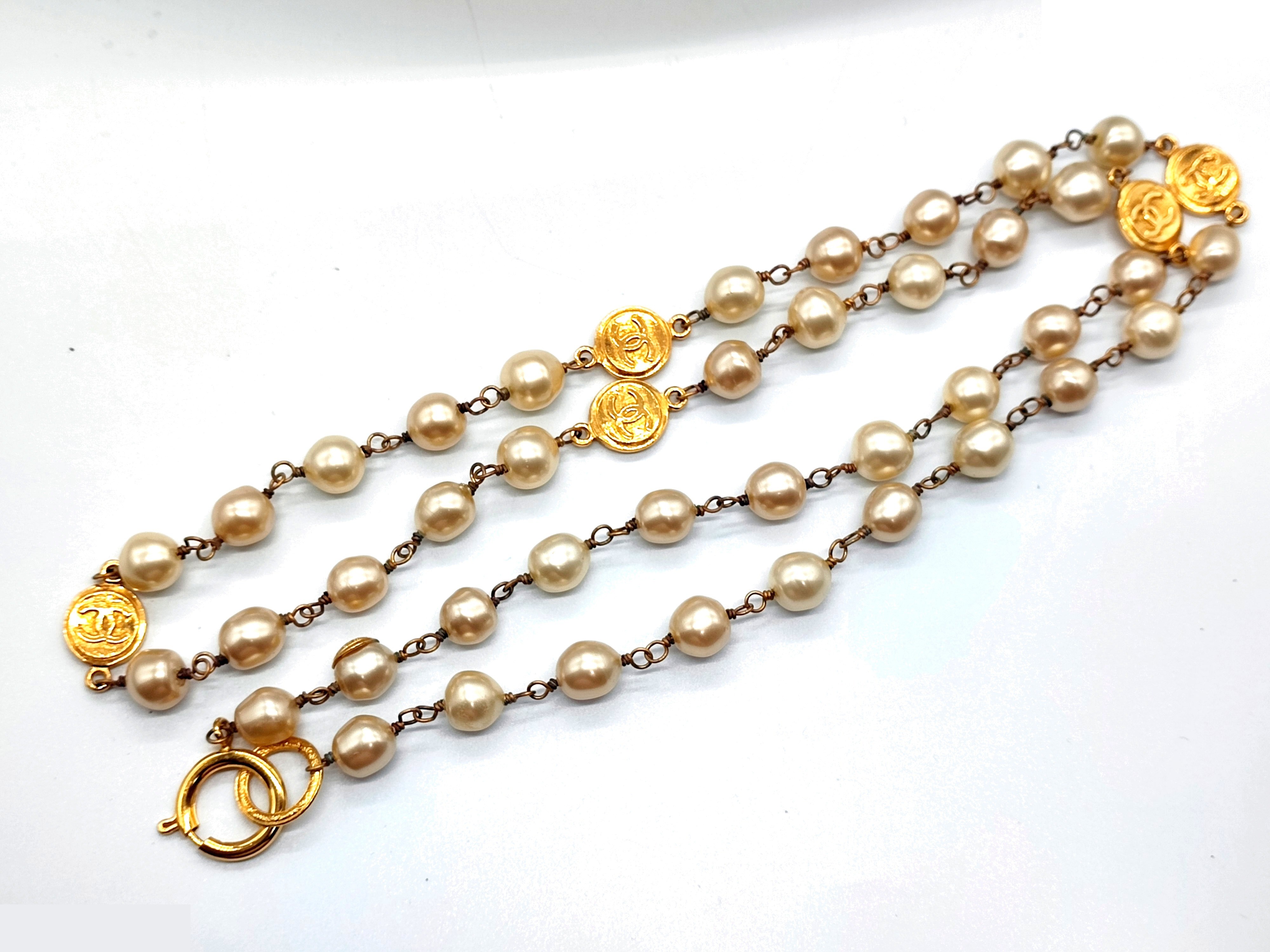 Coco Mark Coin Pearl Necklace, Chain approx. 86cm — view 6