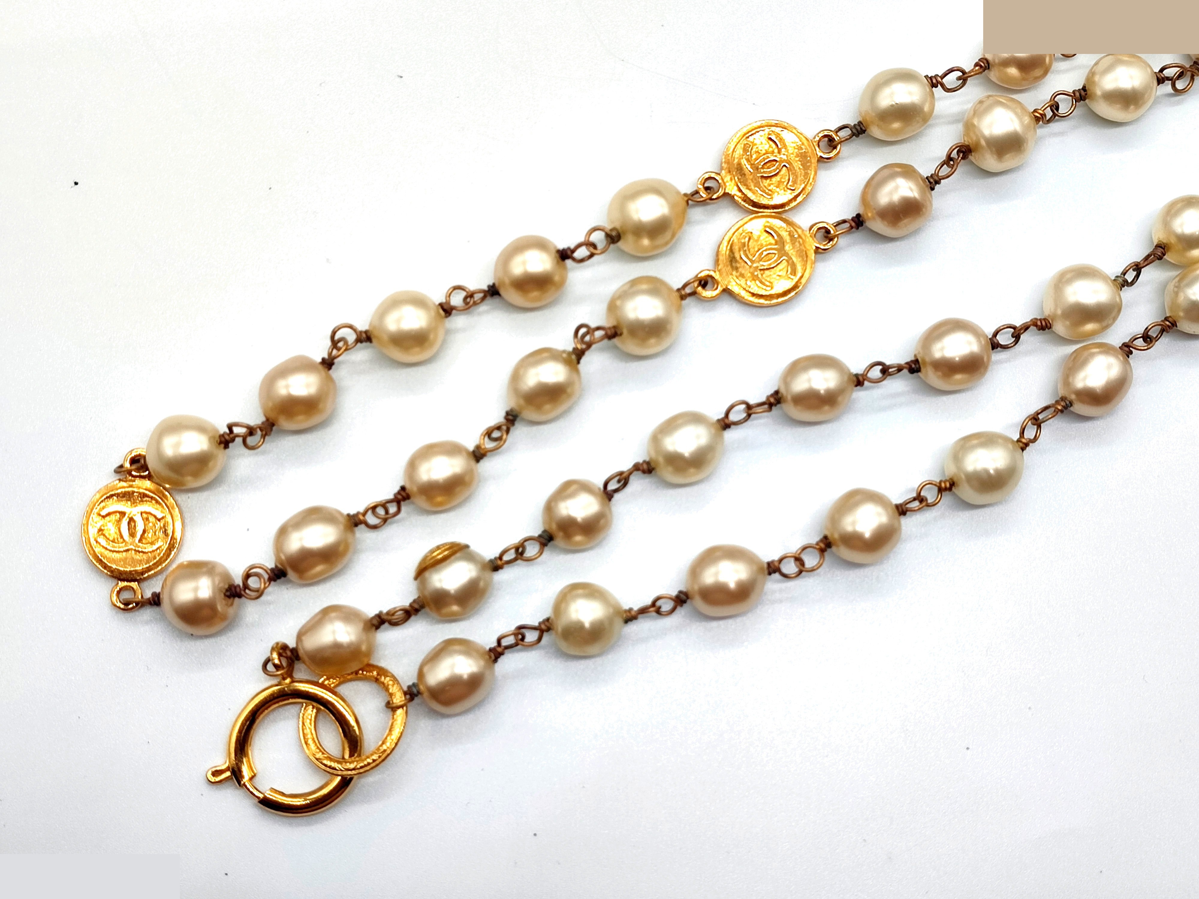 Coco Mark Coin Pearl Necklace, Chain approx. 86cm — view 7
