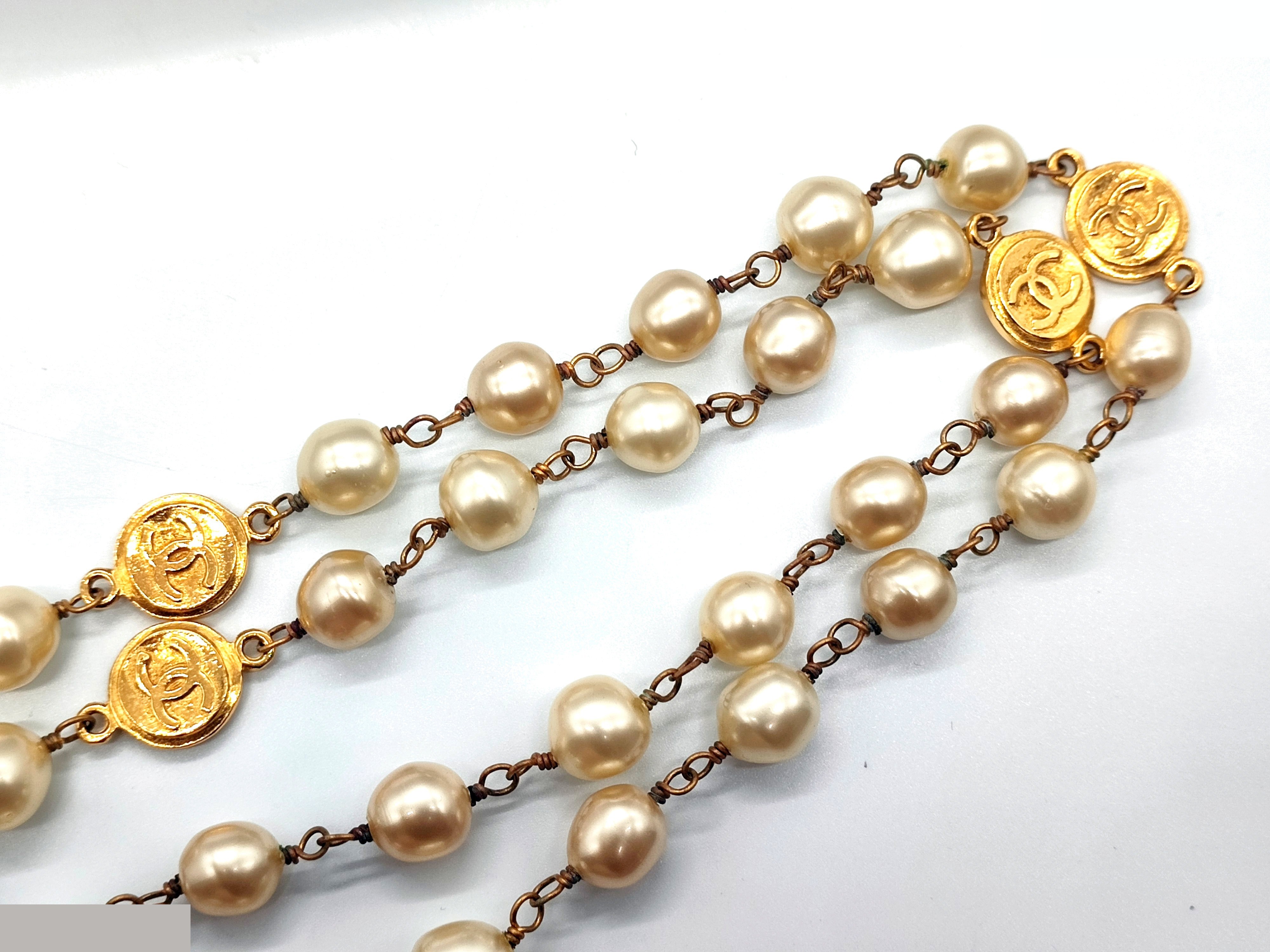 Coco Mark Coin Pearl Necklace, Chain approx. 86cm — view 8