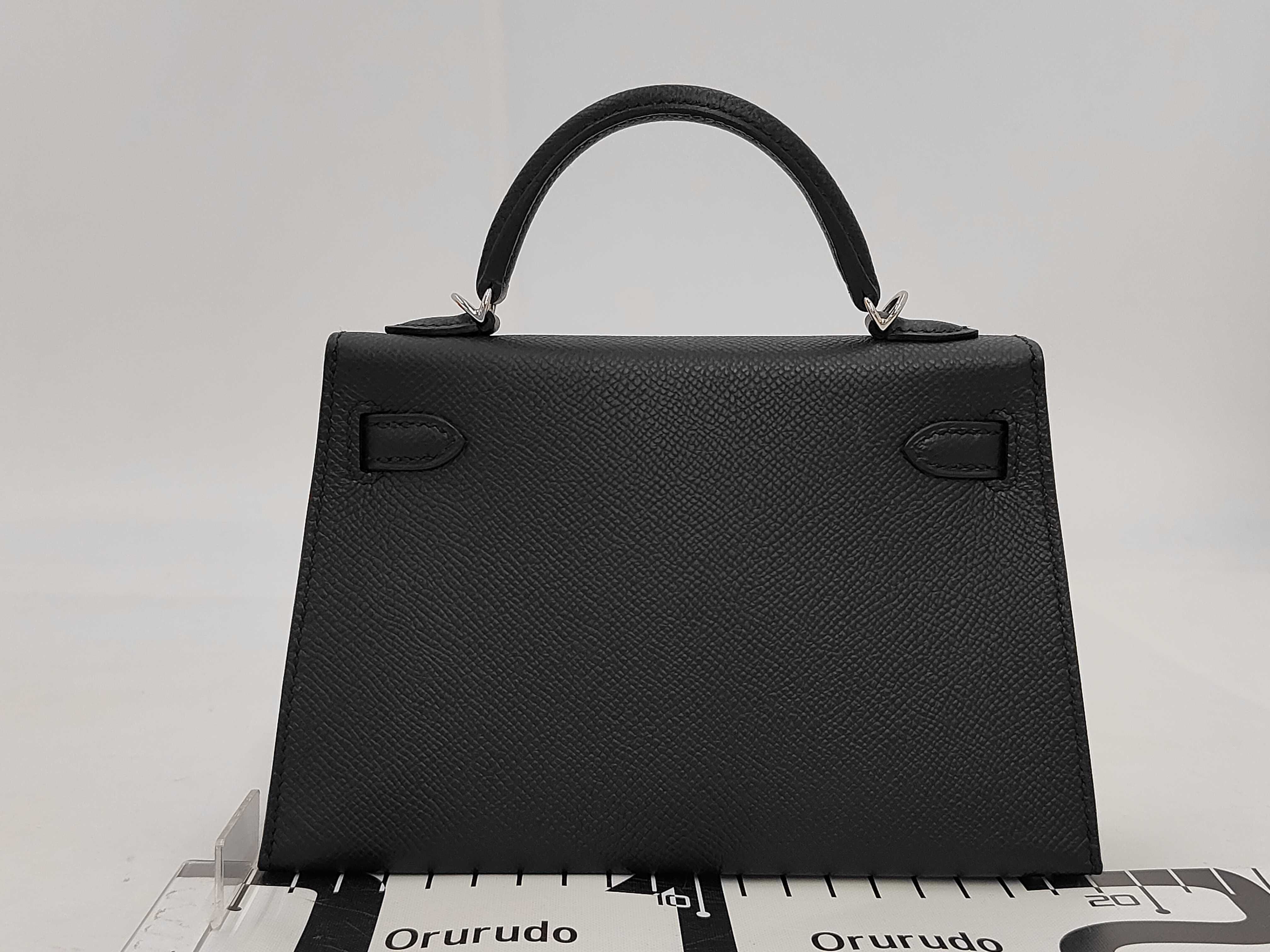 Mini Kelly Noir (G stamp) Silver Hardware Handbag — view 2