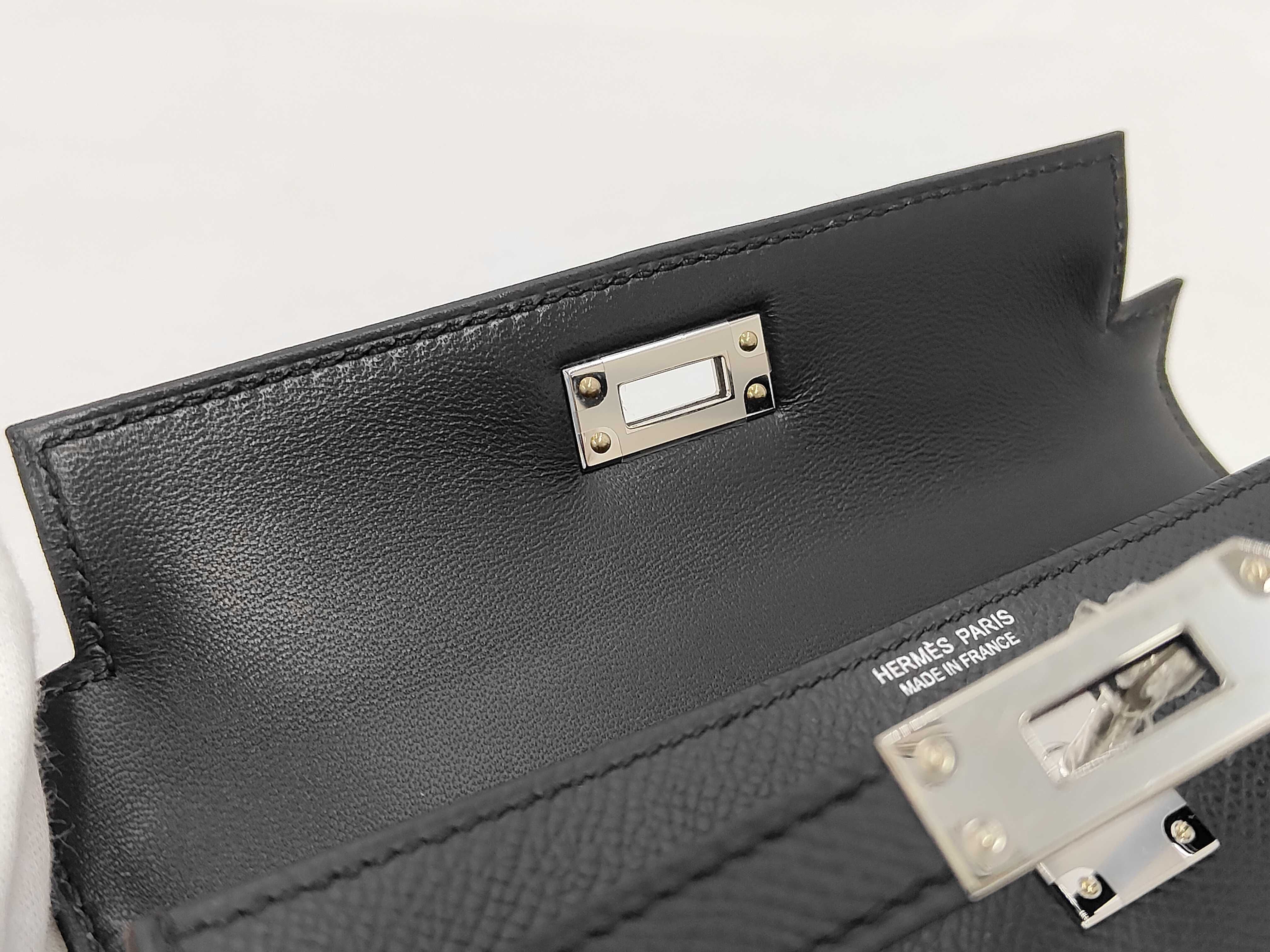 Mini Kelly Noir (G stamp) Silver Hardware Handbag — view 9