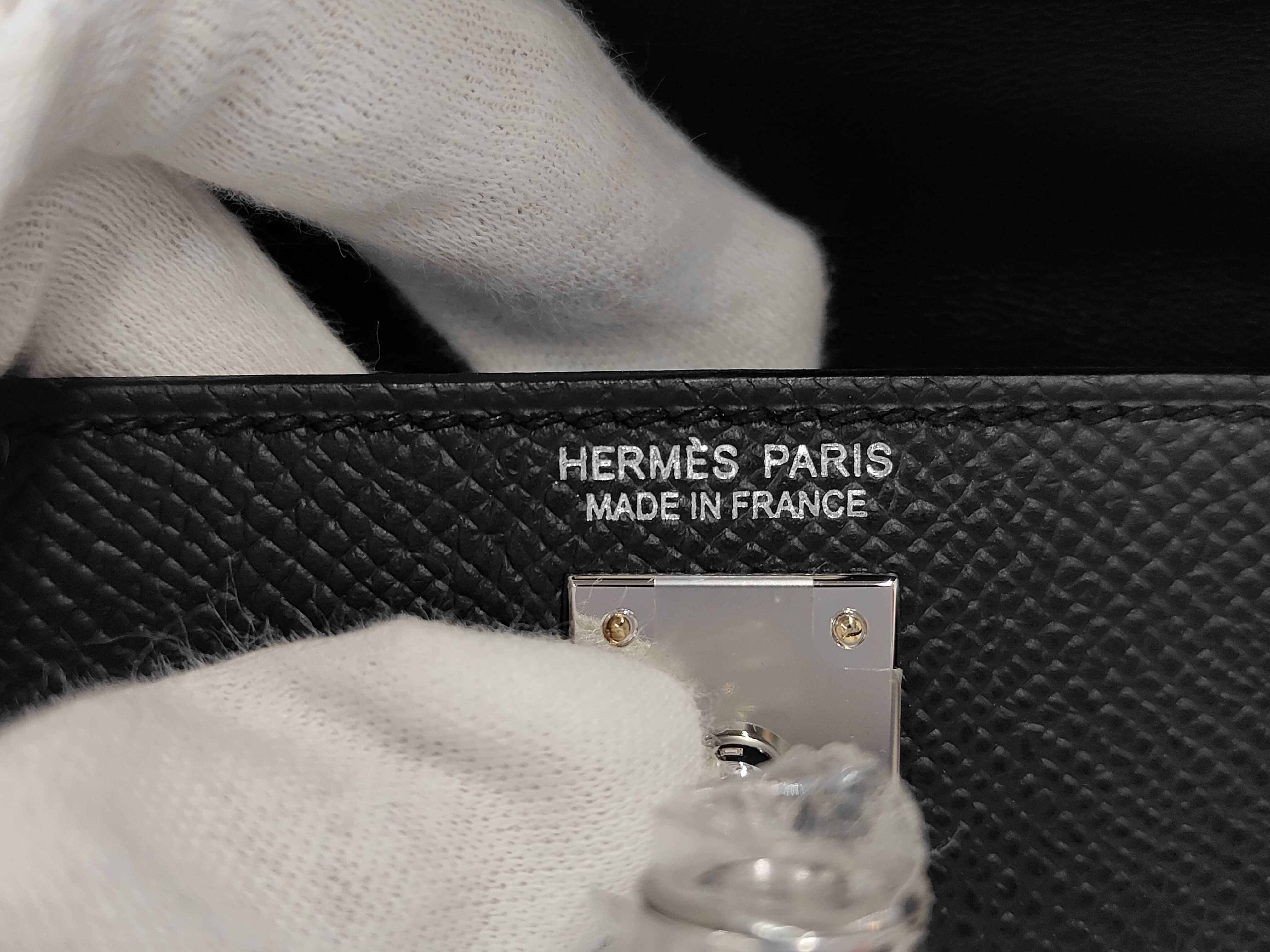 Mini Kelly Noir (G stamp) Silver Hardware Handbag — view 10