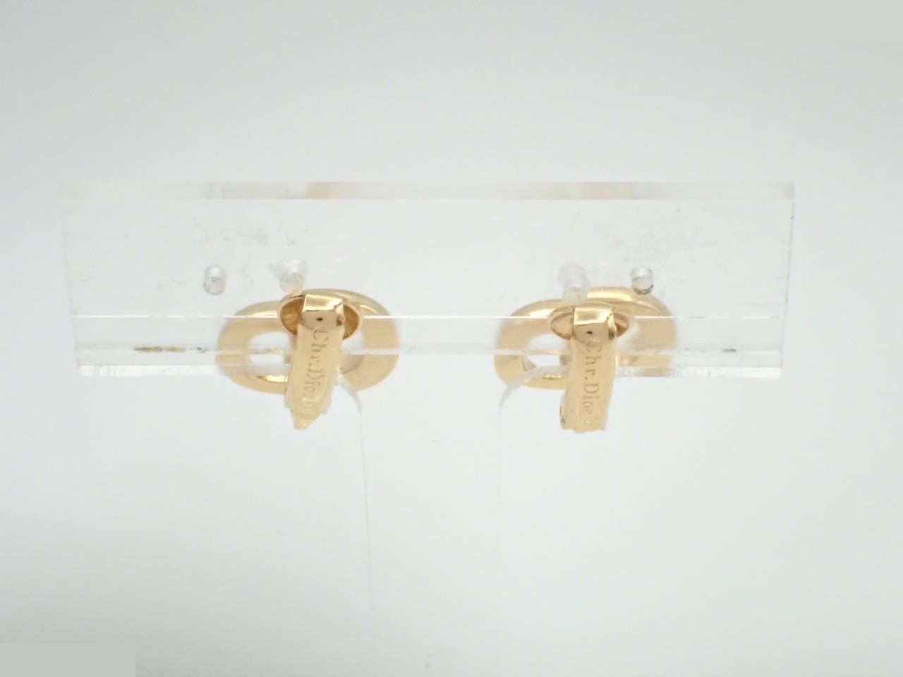 CD logo earrings, gold color — view 2