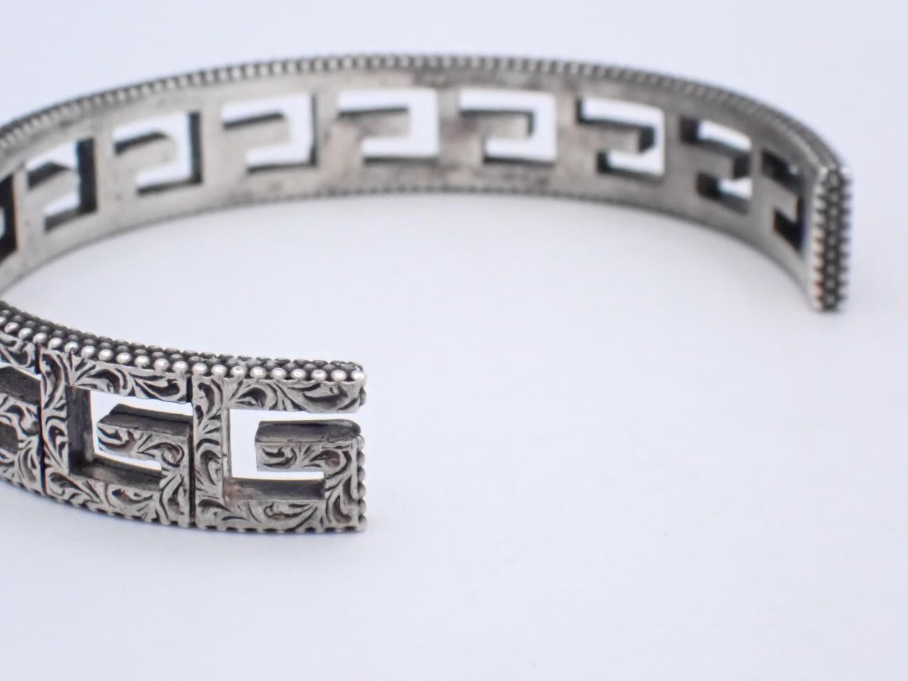 Square G Silver Bracelet, Arabesque Design, 925 Sterling Silver / 26.8g — view 3