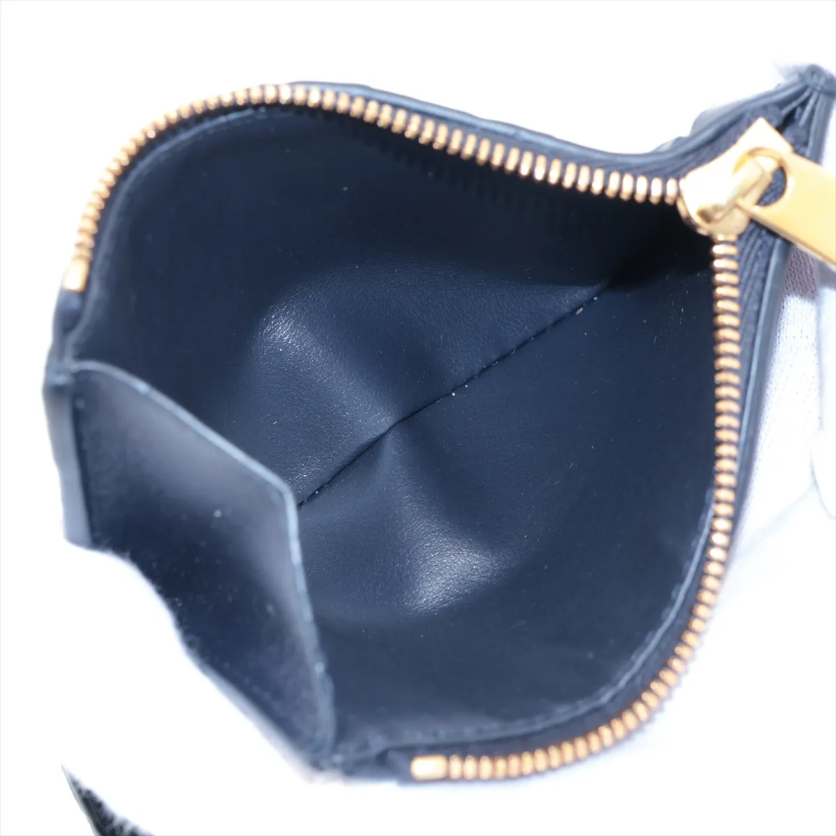 Intrecciato Leather Compact Wallet, Navy — view 5