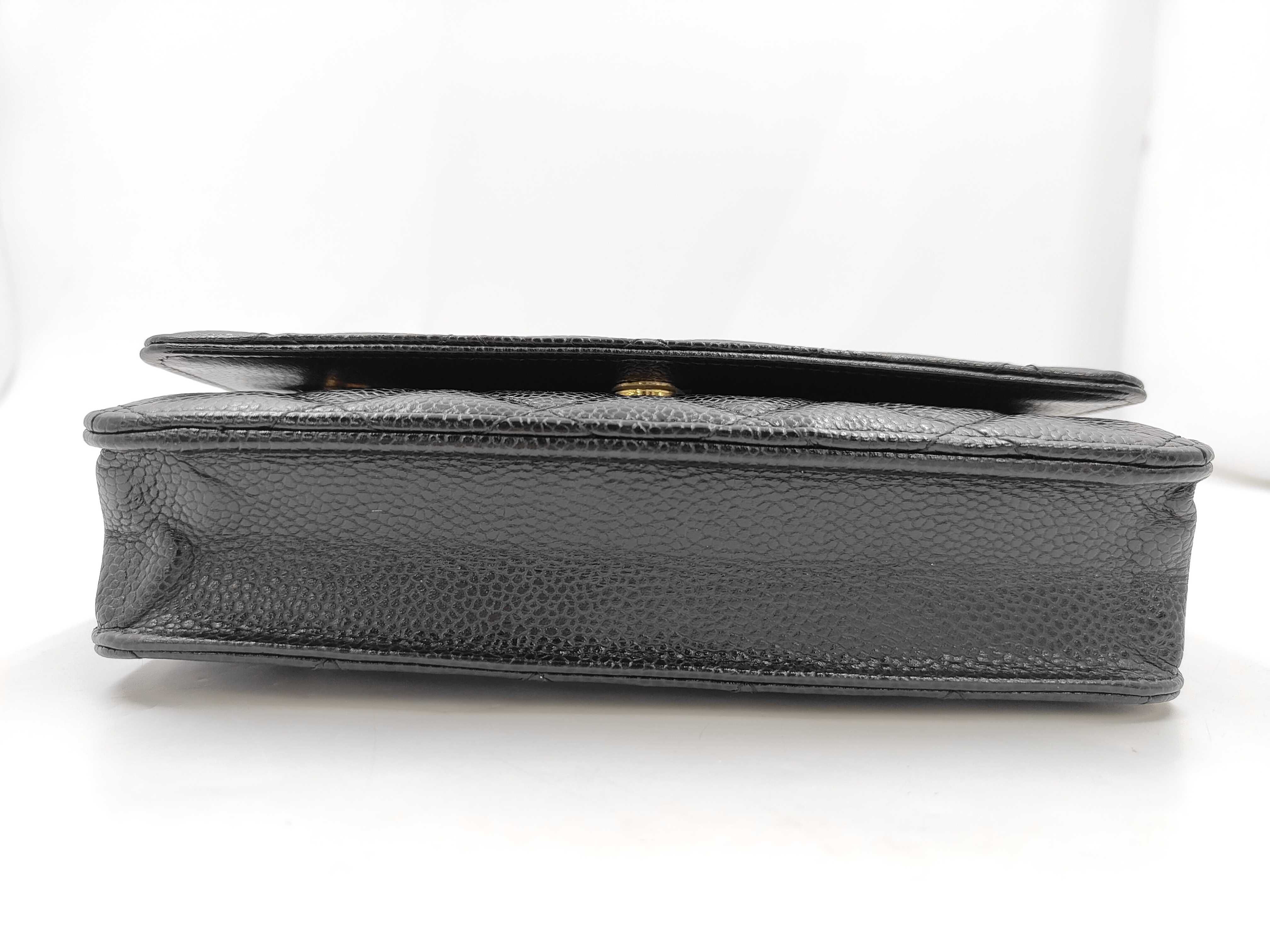 Mini Matelassé Caviar Skin Black Shoulder Bag (Serial No. 30s) with Gold Hardware — view 6