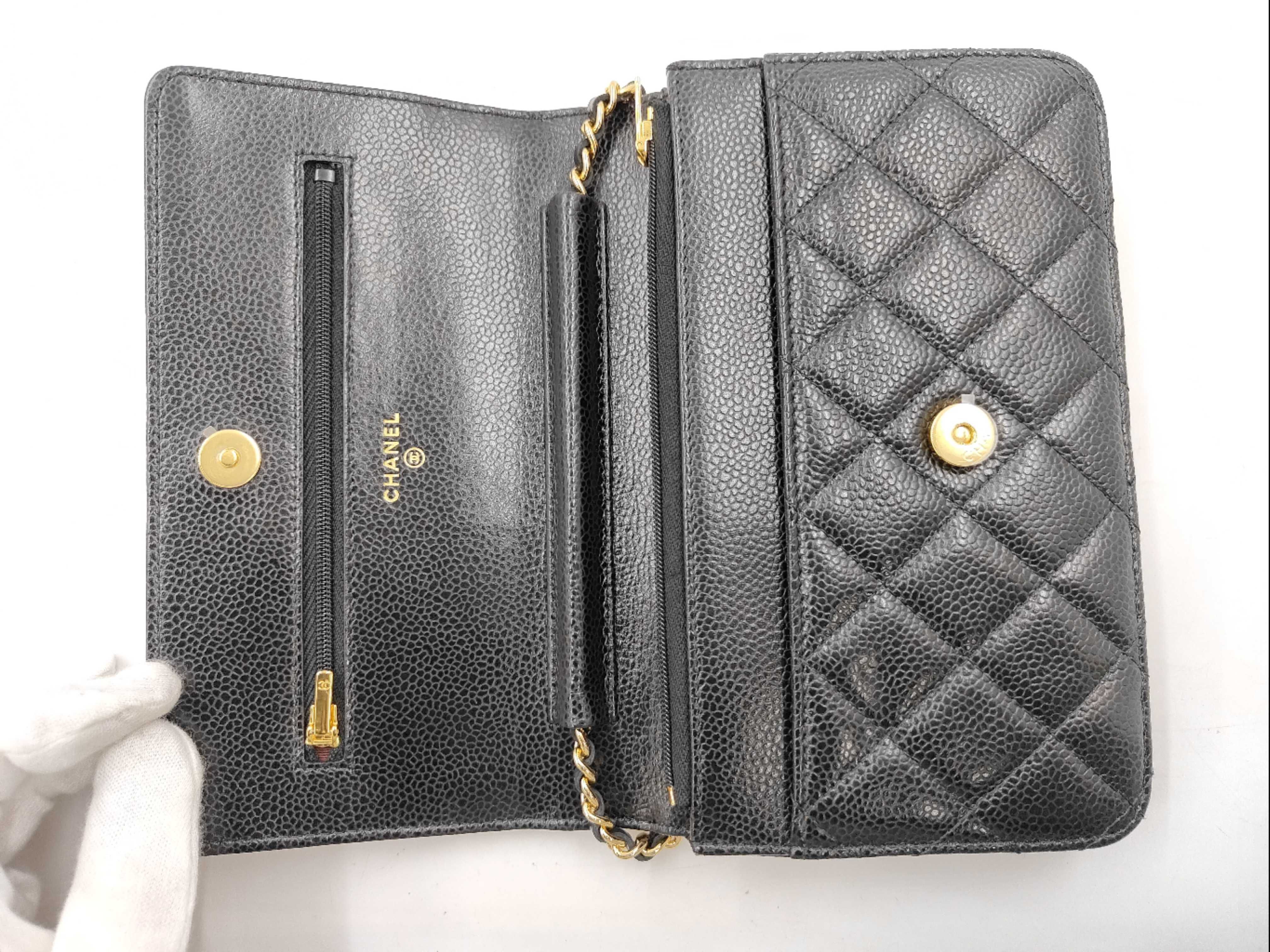 Mini Matelassé Caviar Skin Black Shoulder Bag (Serial No. 30s) with Gold Hardware — view 9