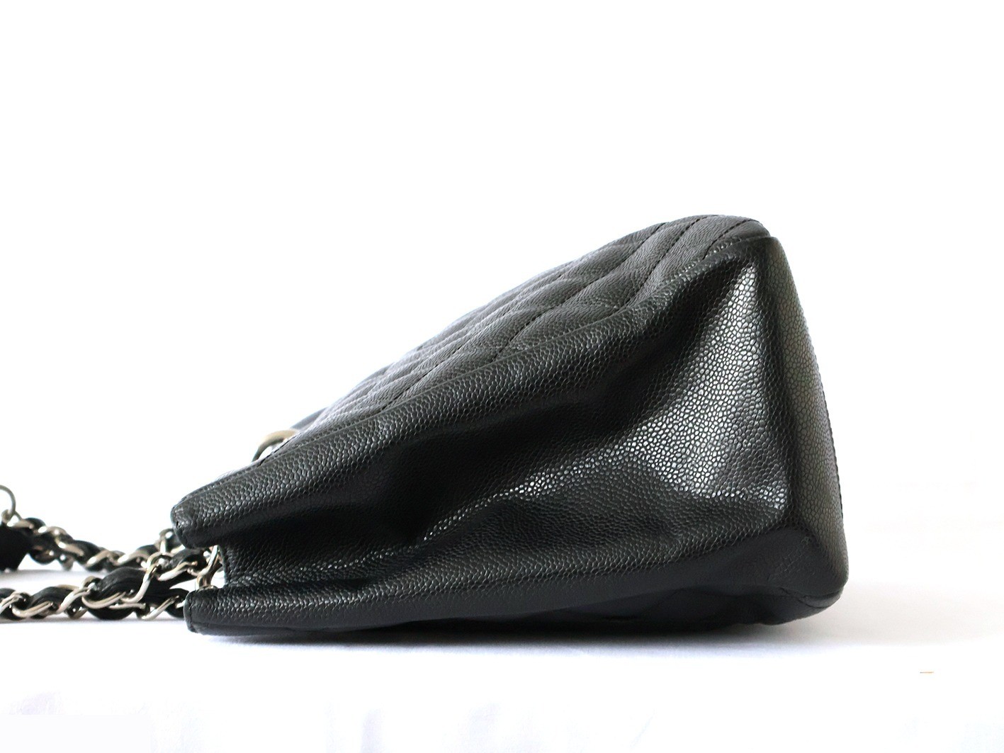 Caviar Skin GST Chain Tote Bag, Black — view 6
