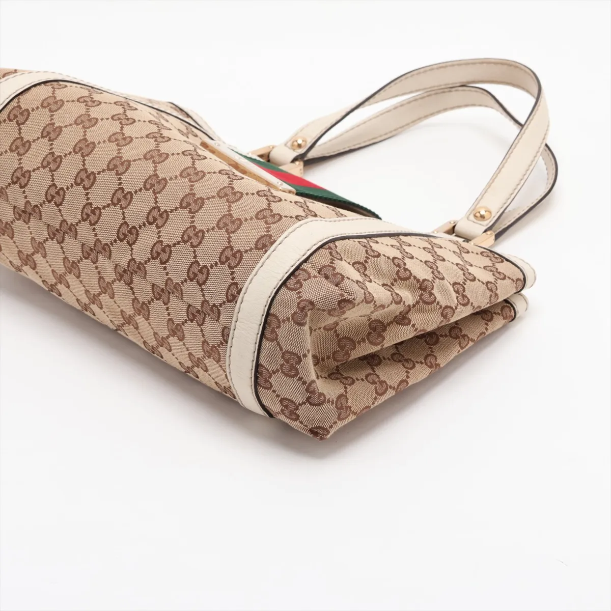 GG Canvas 233610 Canvas x Leather Shoulder Bag Beige x White — view 3