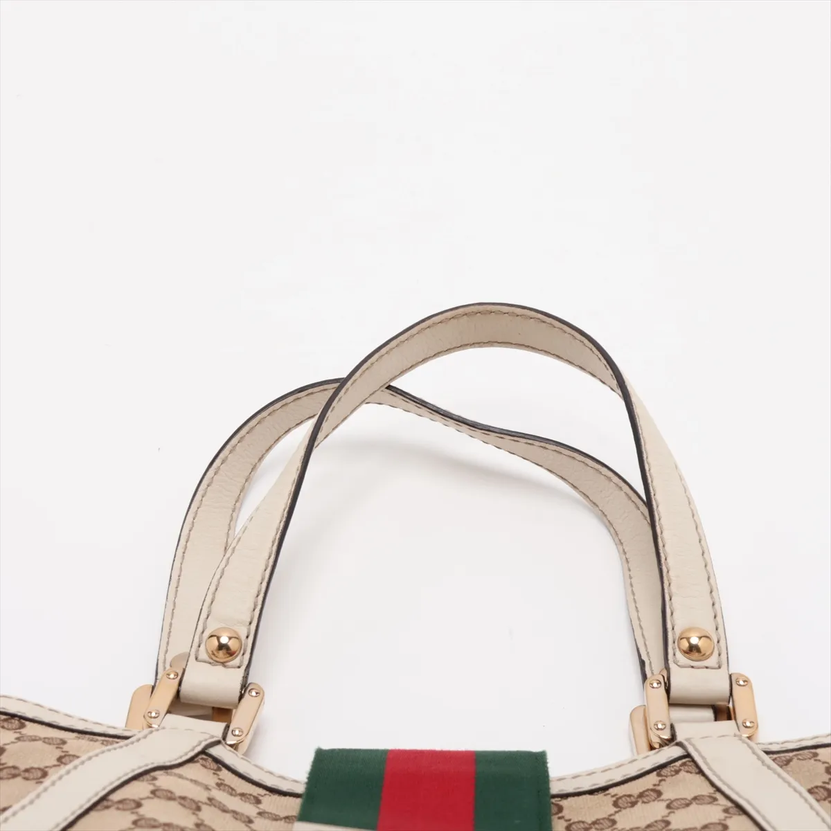 GG Canvas 233610 Canvas x Leather Shoulder Bag Beige x White — view 6