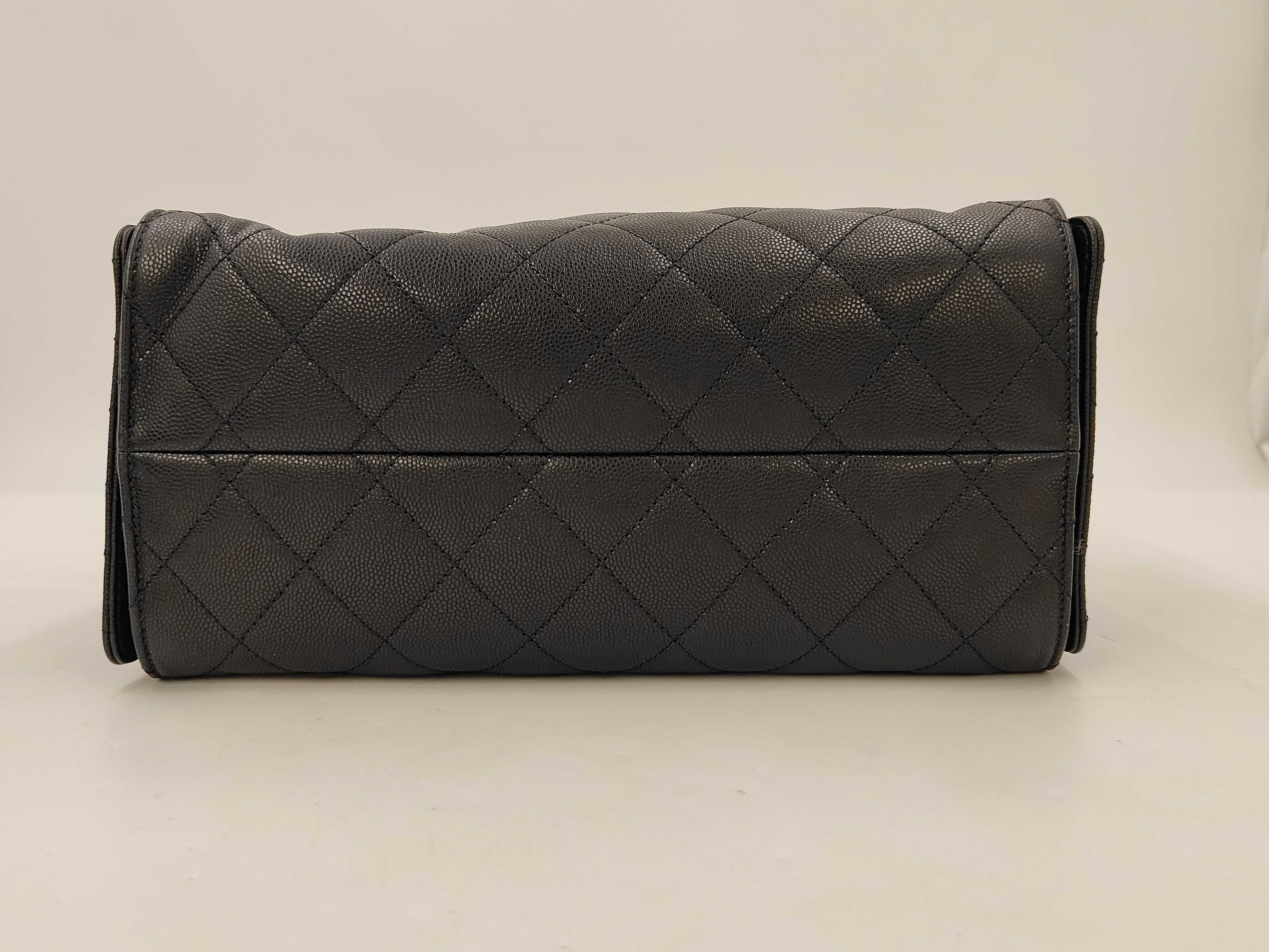 25 Mini Caviar Skin Chain Shoulder Bag with Gold Hardware and Serial Number Plate (AS5631) - Black Shoulder Bag — view 7