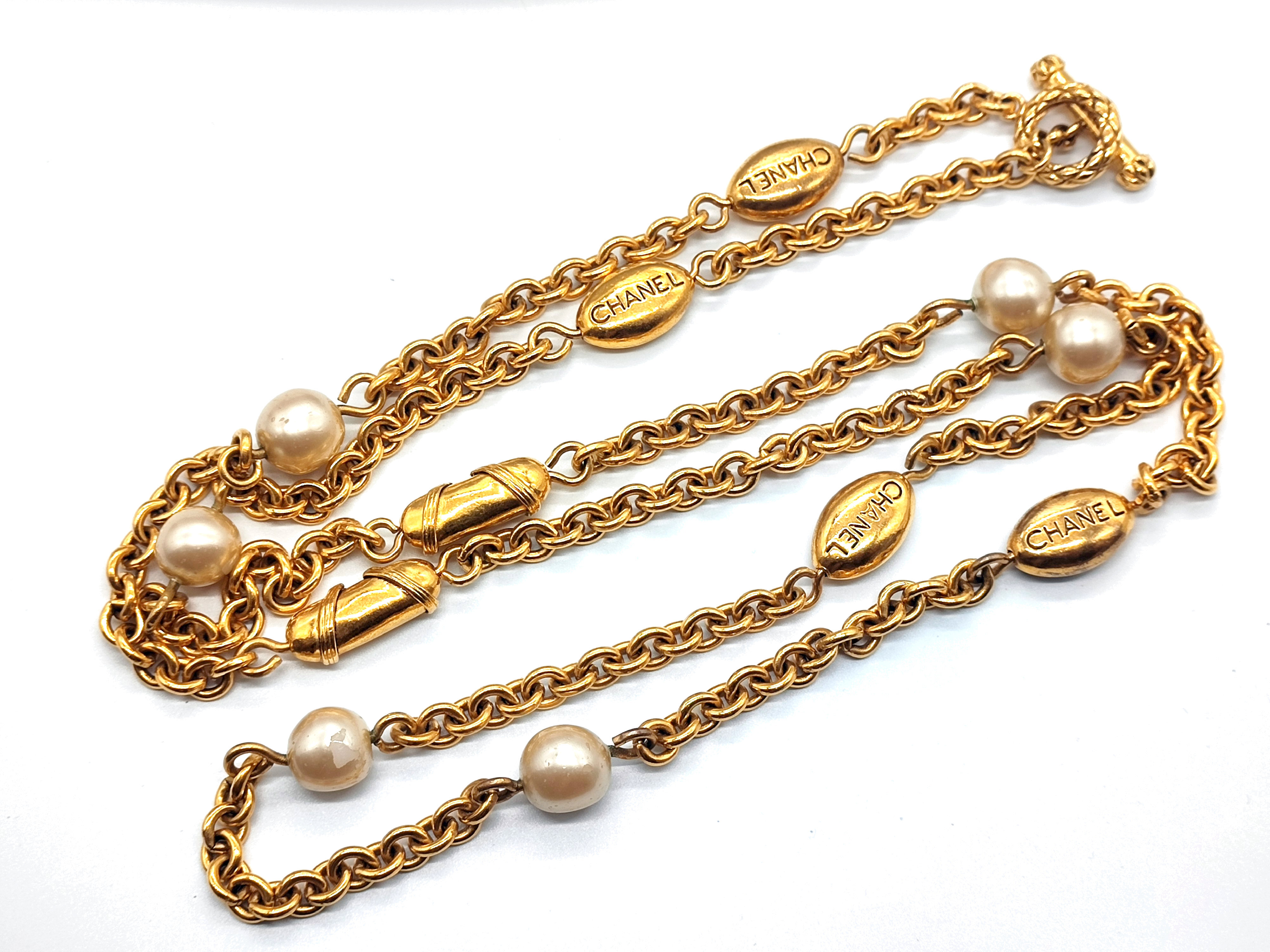 Logo Pearl Long Necklace — view 4