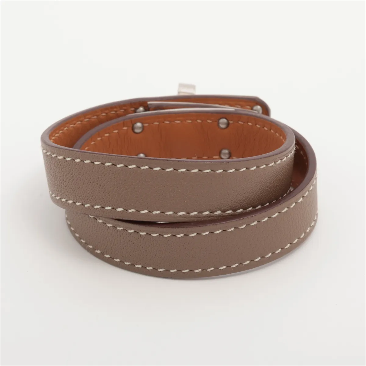 Kelly Bracelet Double Tour A:2017 Bracelet XS GP x Leather Silver x Etoupe — view 2