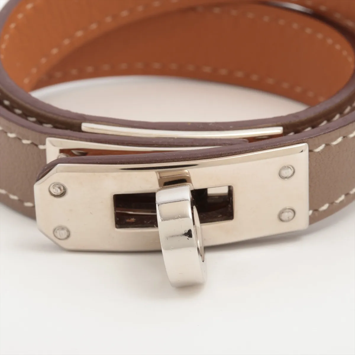 Kelly Bracelet Double Tour A:2017 Bracelet XS GP x Leather Silver x Etoupe — view 3