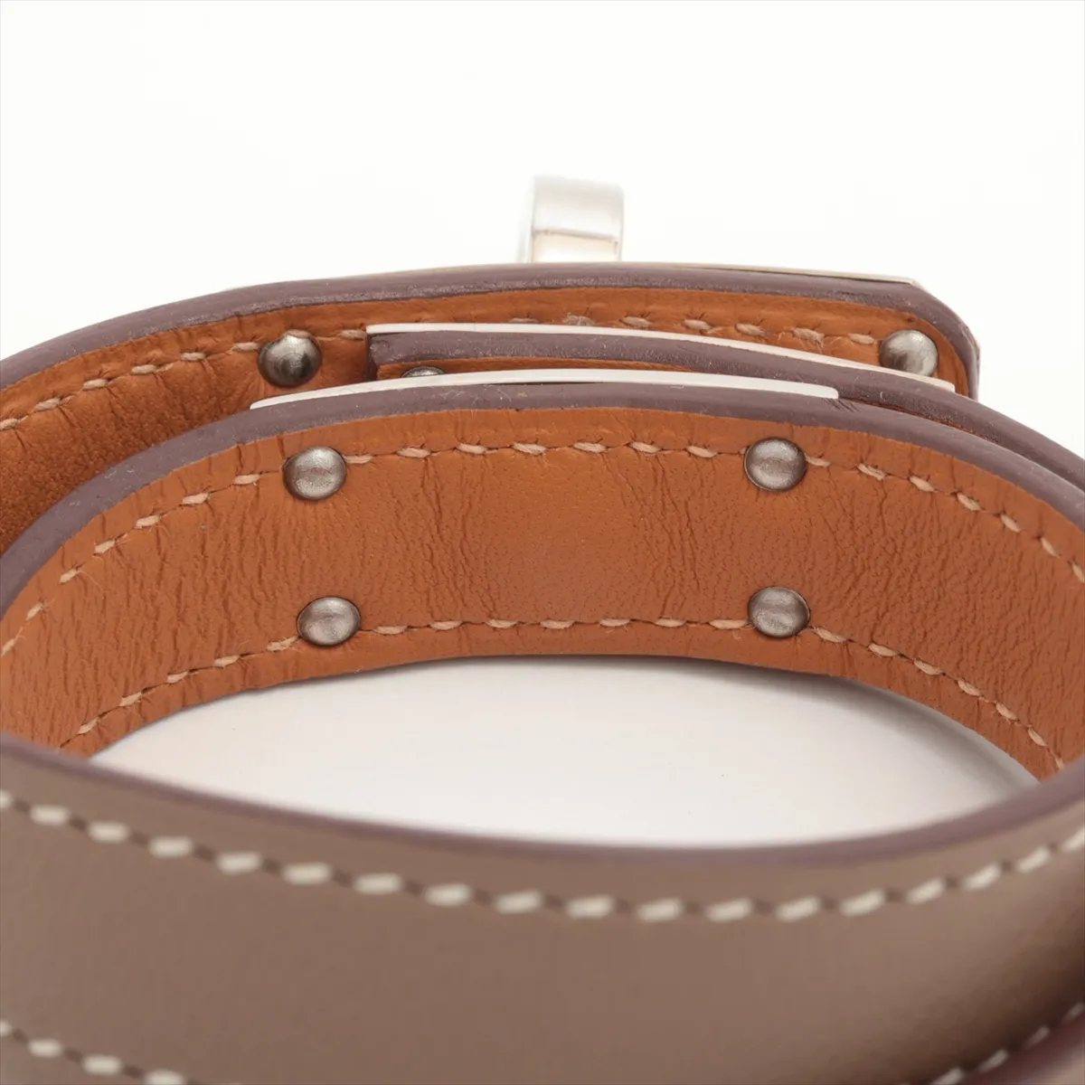 Kelly Bracelet Double Tour A:2017 Bracelet XS GP x Leather Silver x Etoupe — view 4