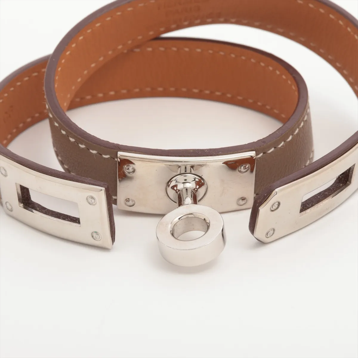 Kelly Bracelet Double Tour A:2017 Bracelet XS GP x Leather Silver x Etoupe — view 5