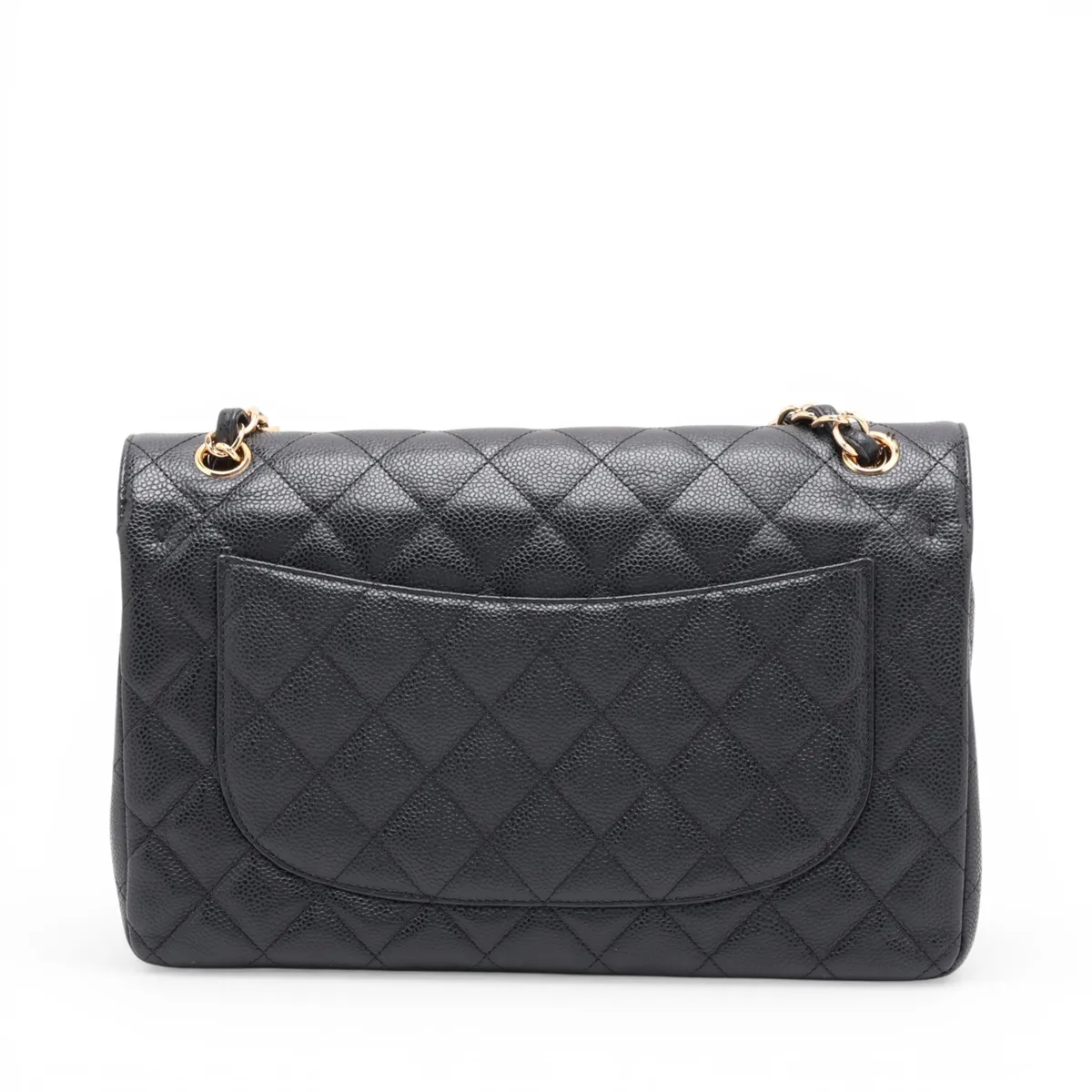 [Individually packaged] Chanel Large Matelassé 30 Caviar Skin Double Flap Double Chain Bag, Black with Gold Hardware, 17705745, Serial Number 17, A58600 — view 2