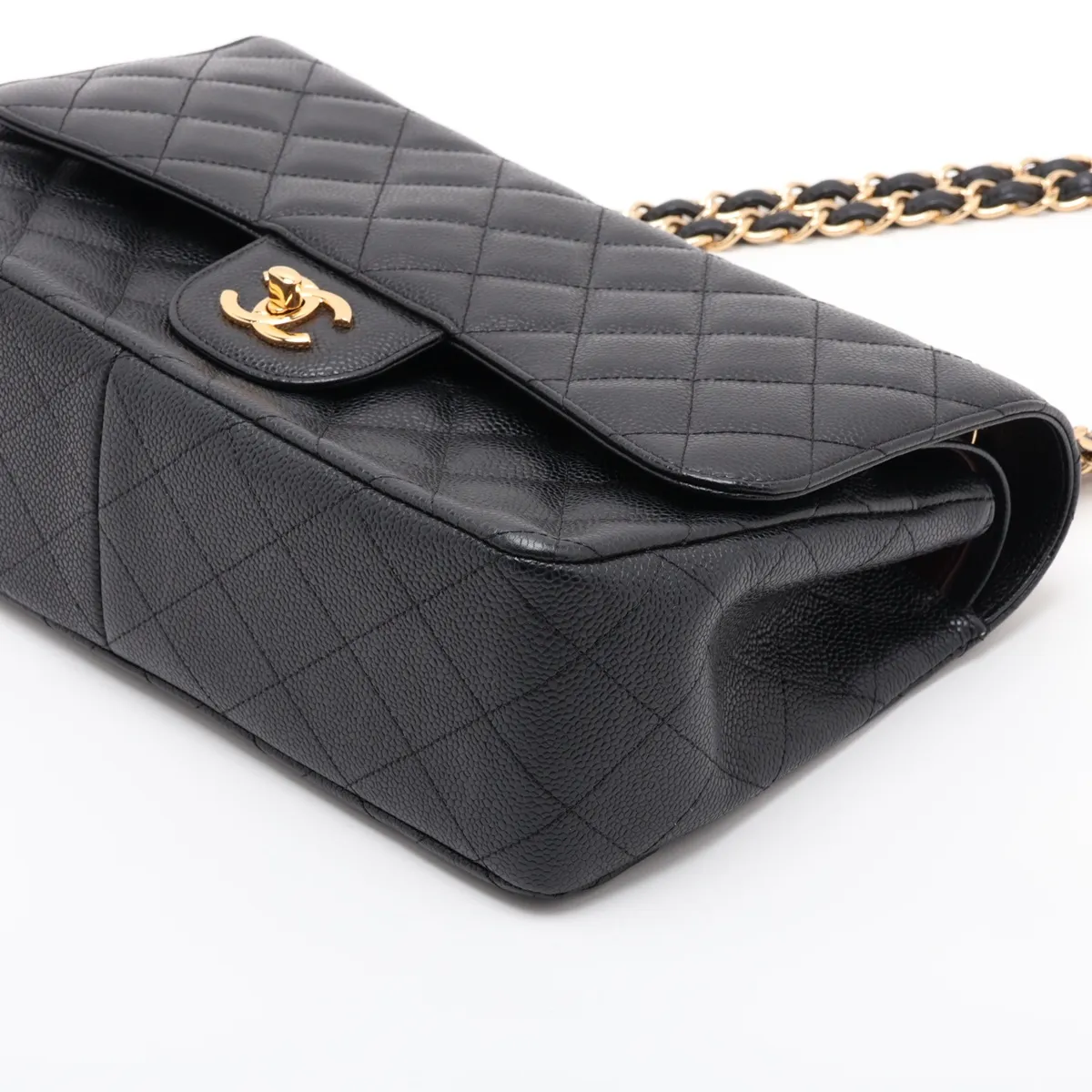 [Individually packaged] Chanel Large Matelassé 30 Caviar Skin Double Flap Double Chain Bag, Black with Gold Hardware, 17705745, Serial Number 17, A58600 — view 3