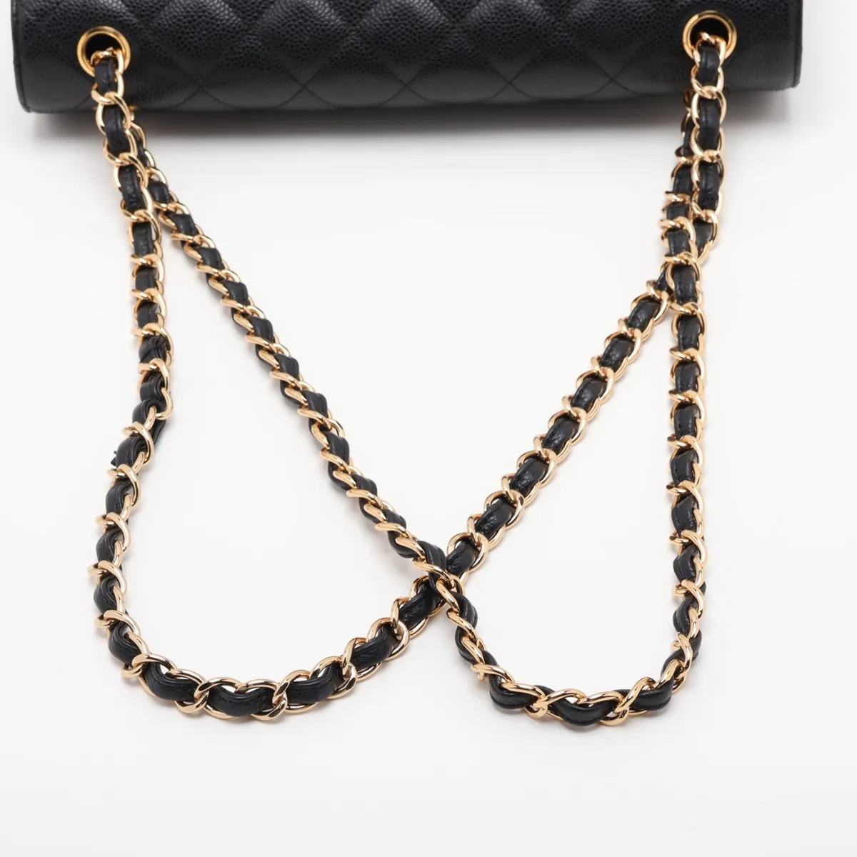 [Individually packaged] Chanel Large Matelassé 30 Caviar Skin Double Flap Double Chain Bag, Black with Gold Hardware, 17705745, Serial Number 17, A58600 — view 5
