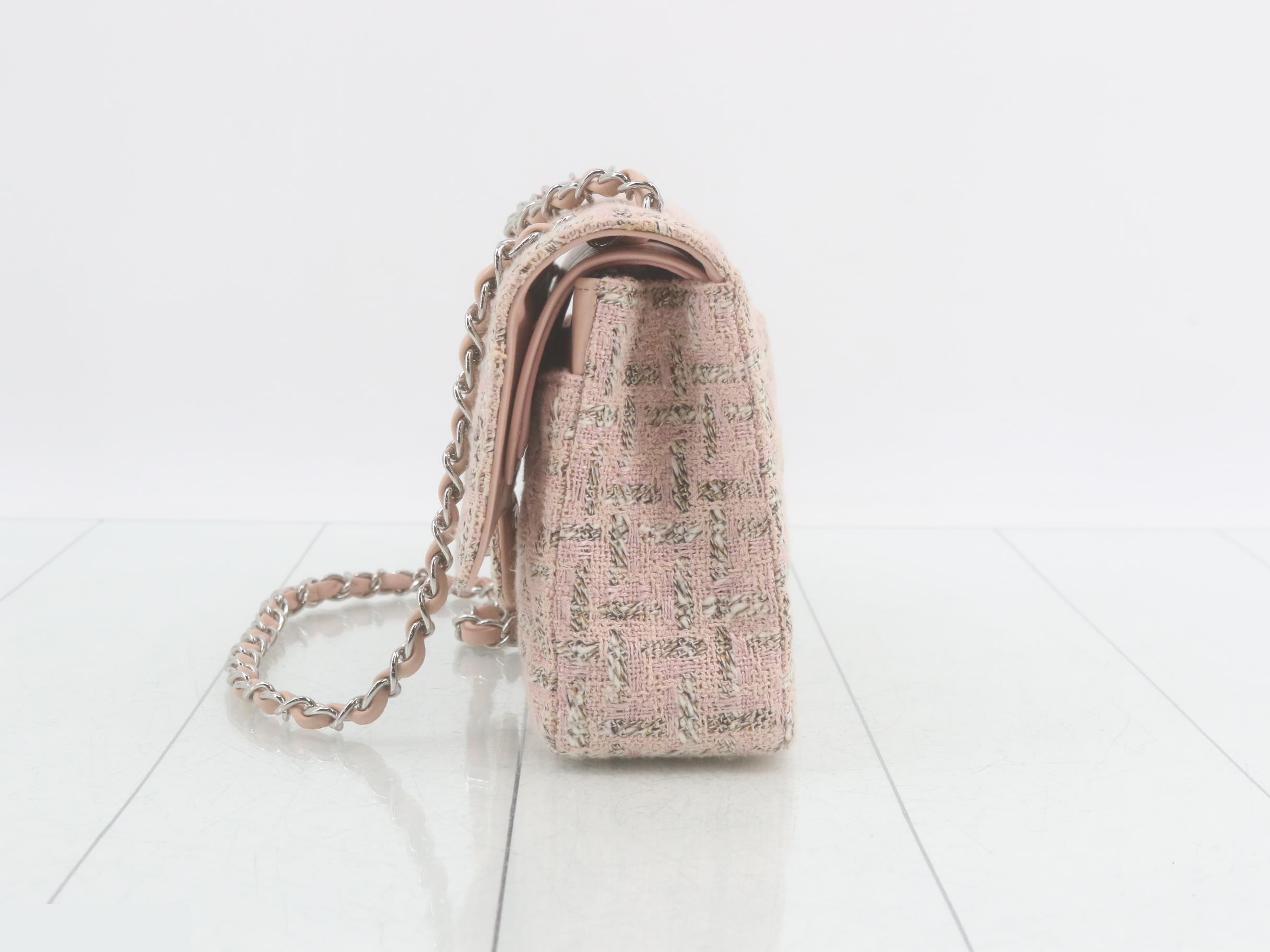 Matelassé Double Flap Tweed Chain Shoulder Bag (Series 10) — view 3