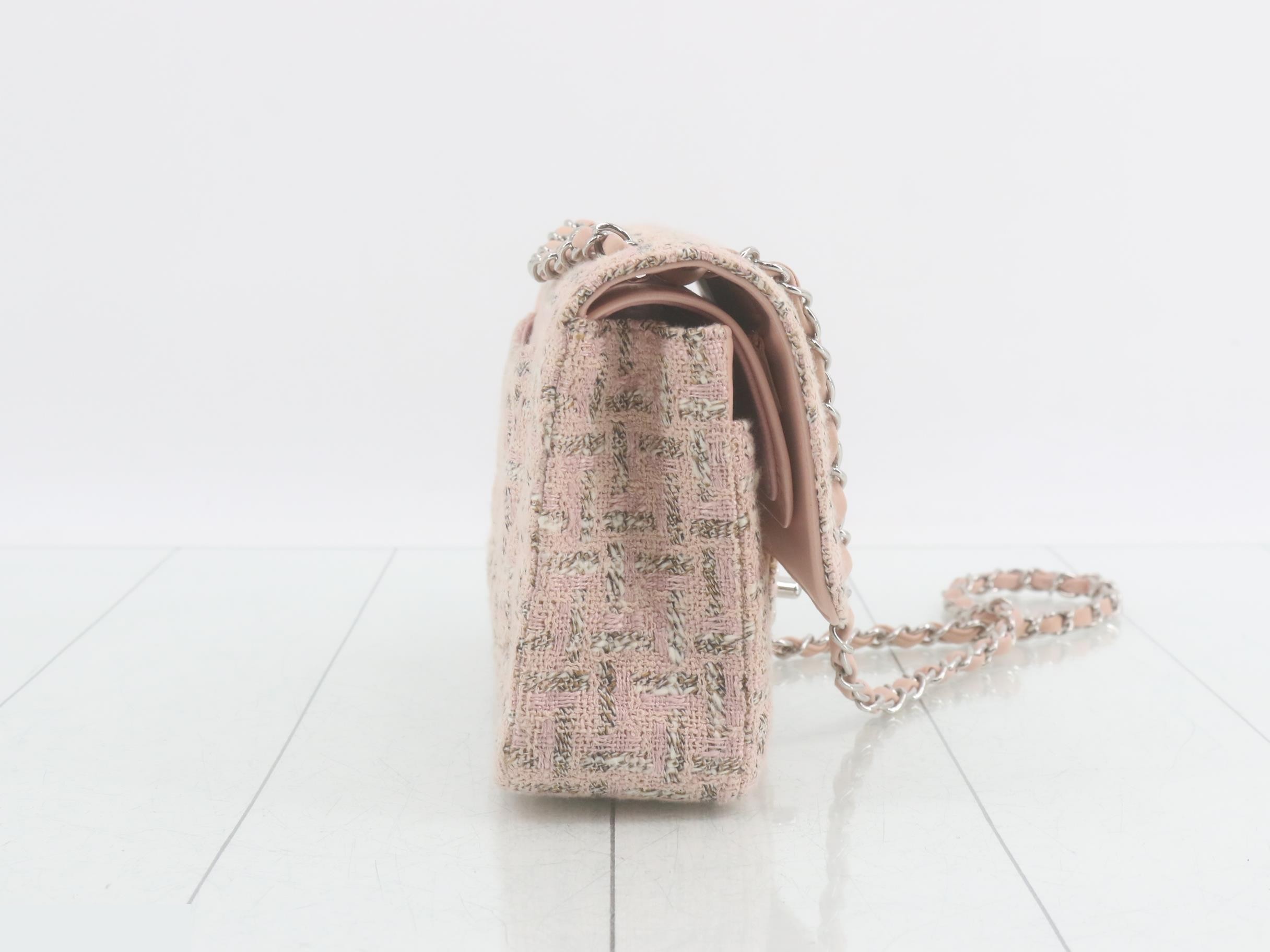 Matelassé Double Flap Tweed Chain Shoulder Bag (Series 10) — view 4
