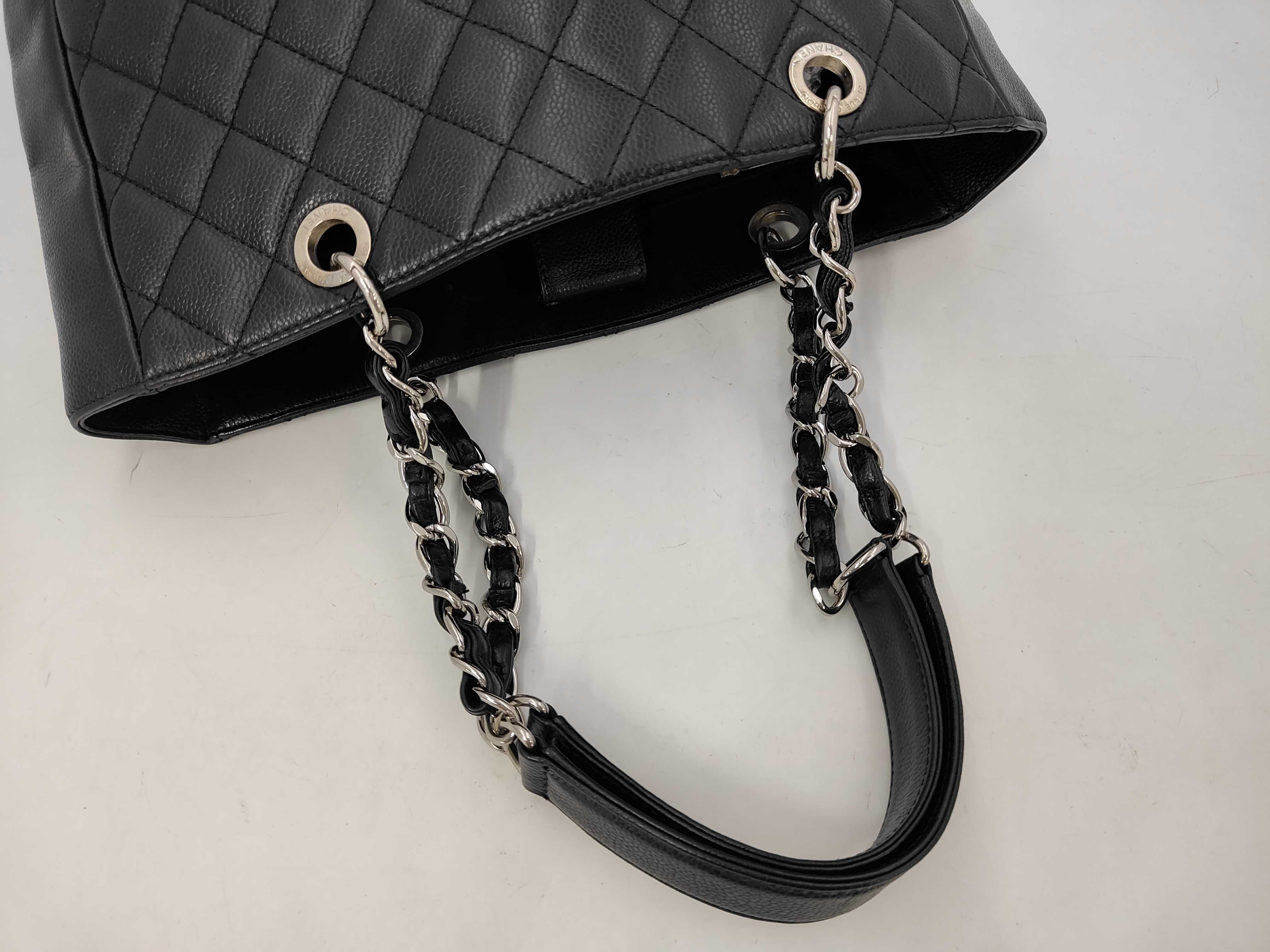 grained calfskin black and silver Coco mark shoulder bag (serial number 18) — view 3