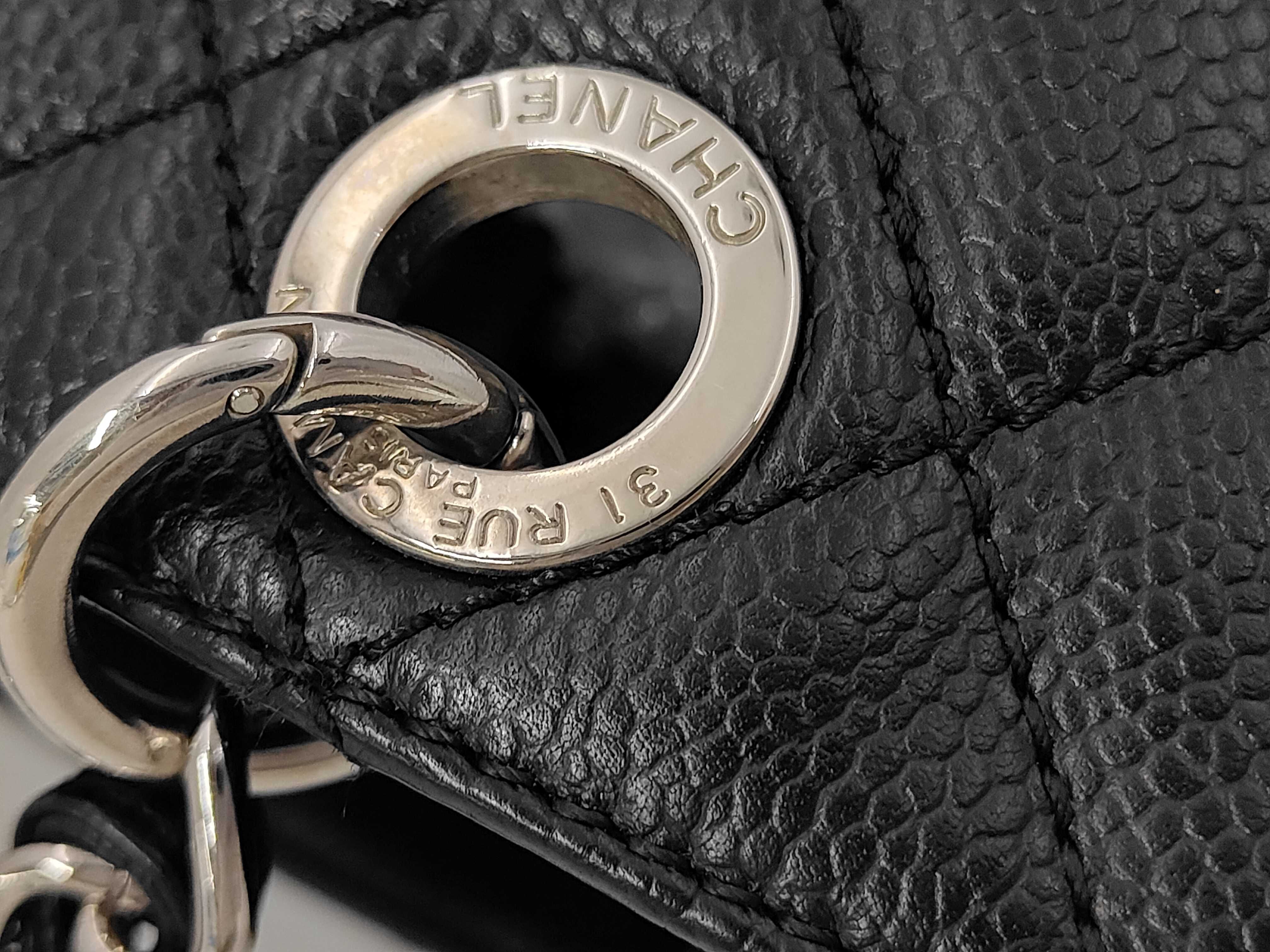 grained calfskin black and silver Coco mark shoulder bag (serial number 18) — view 4