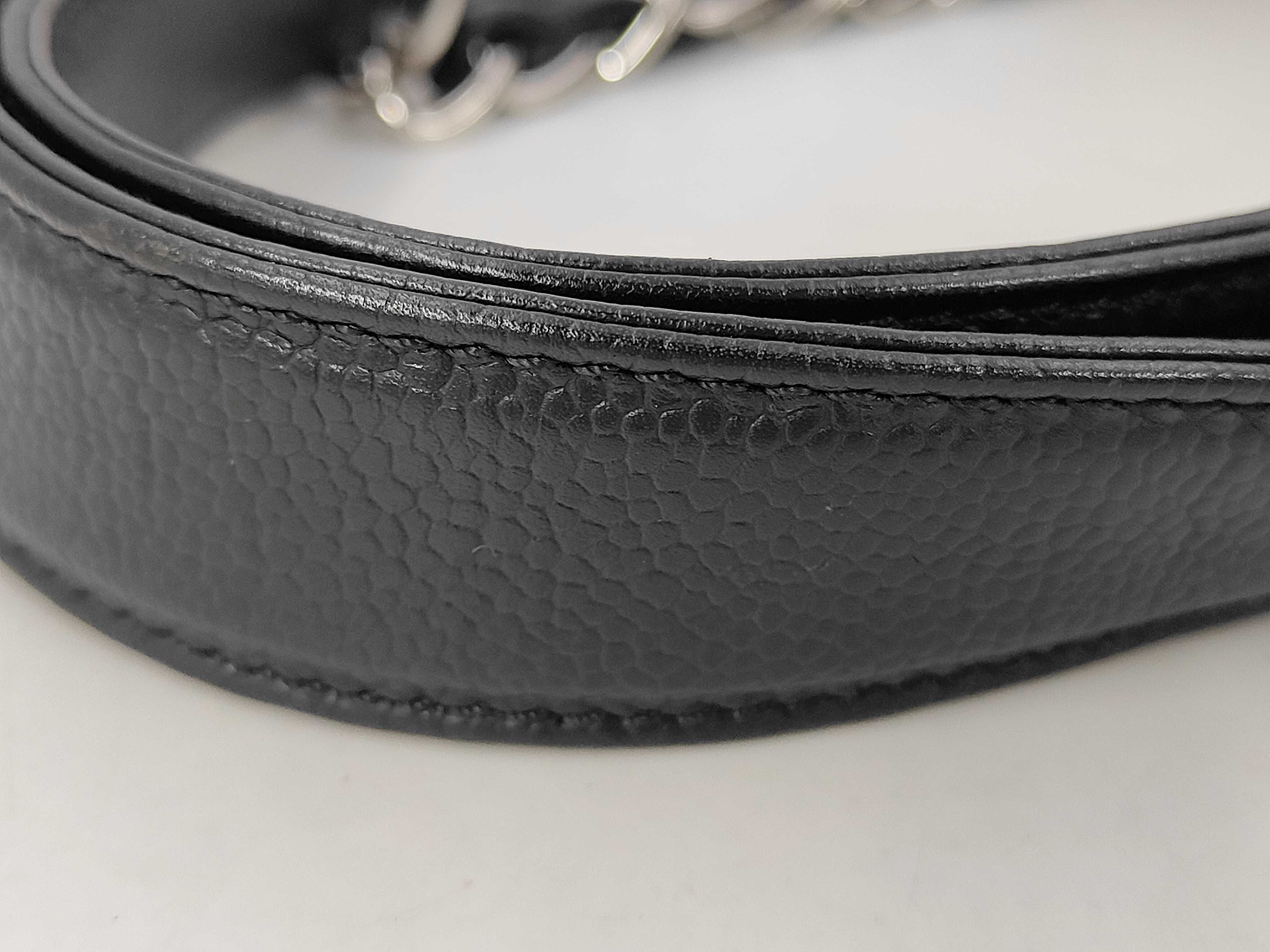 grained calfskin black and silver Coco mark shoulder bag (serial number 18) — view 5
