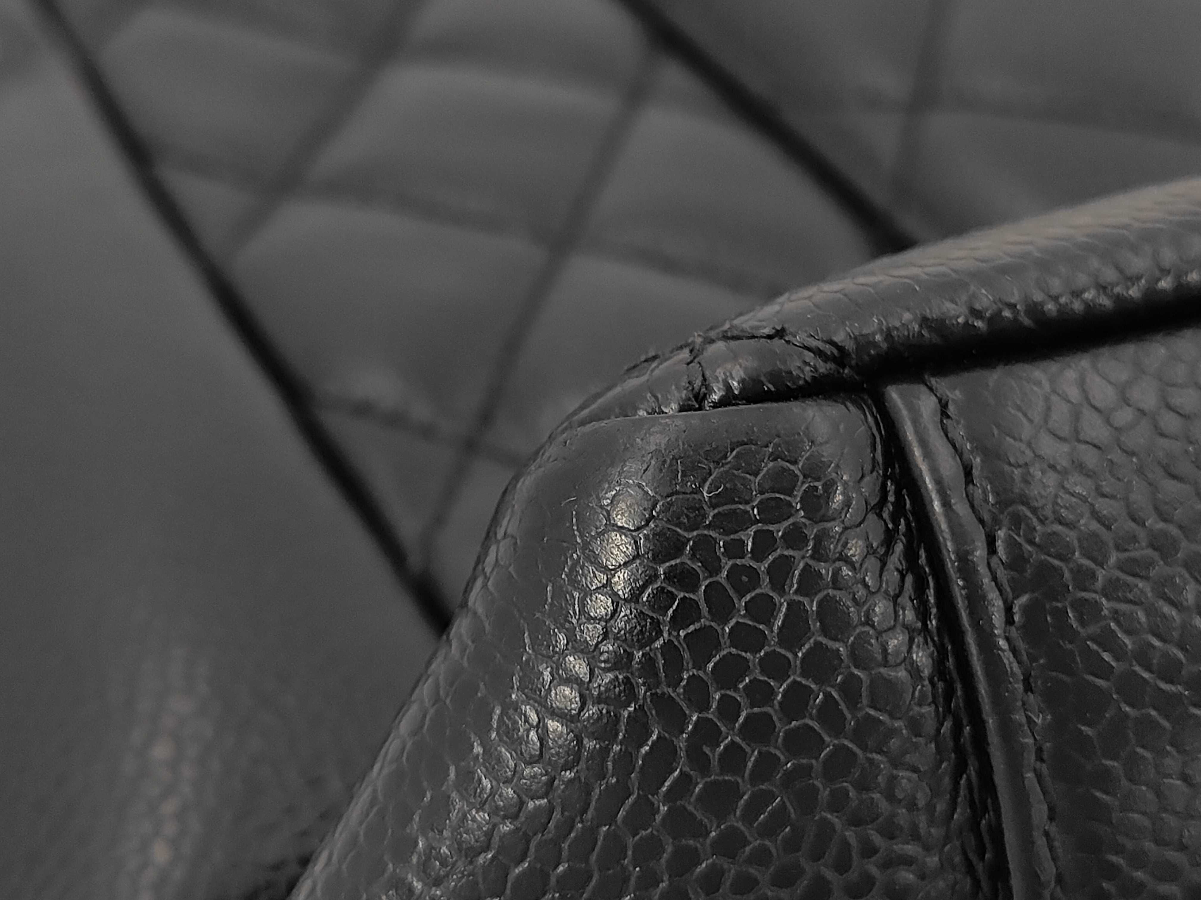 grained calfskin black and silver Coco mark shoulder bag (serial number 18) — view 7