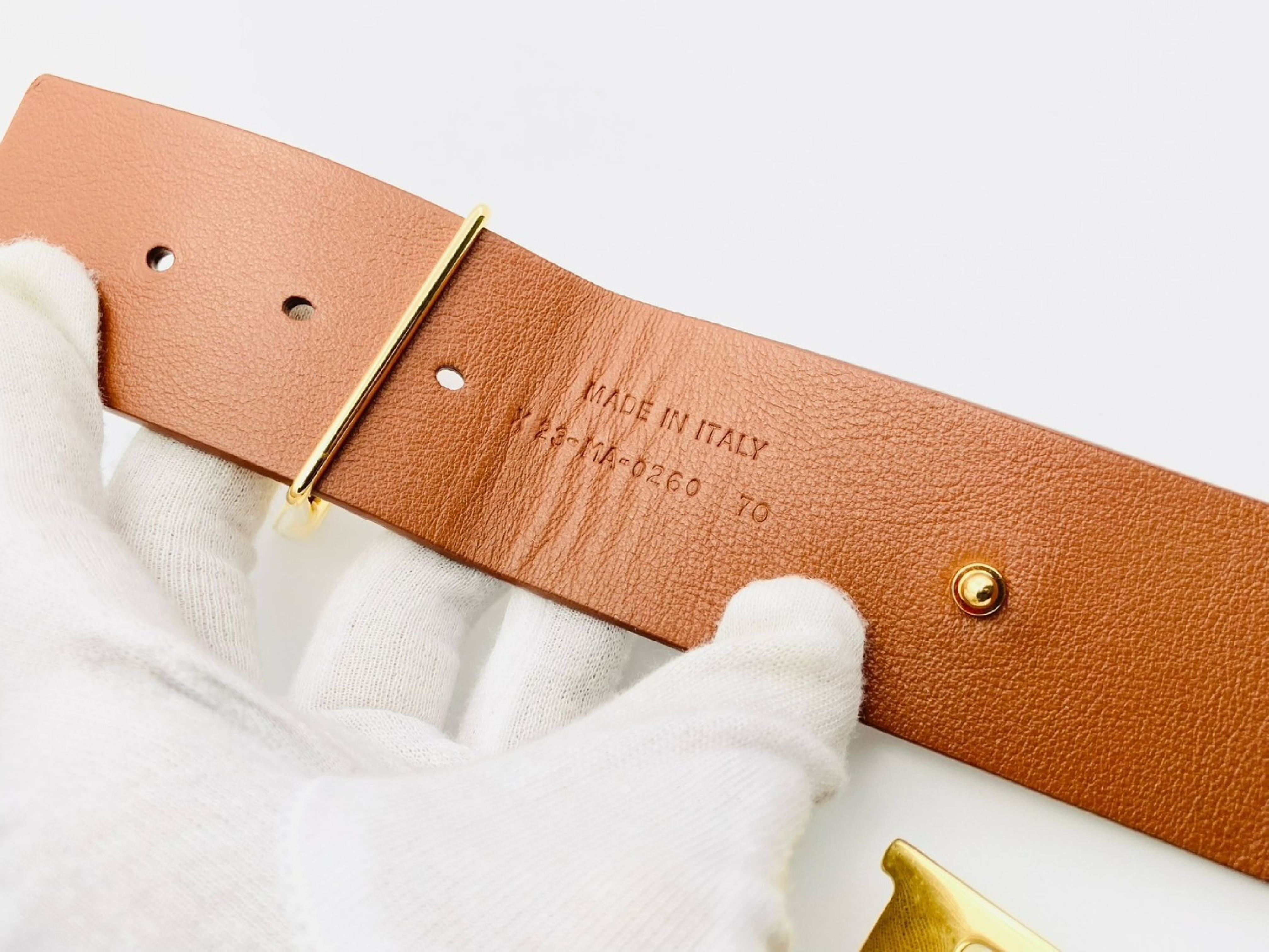 CD logo leather belt, size 70, brown and gold. — view 2