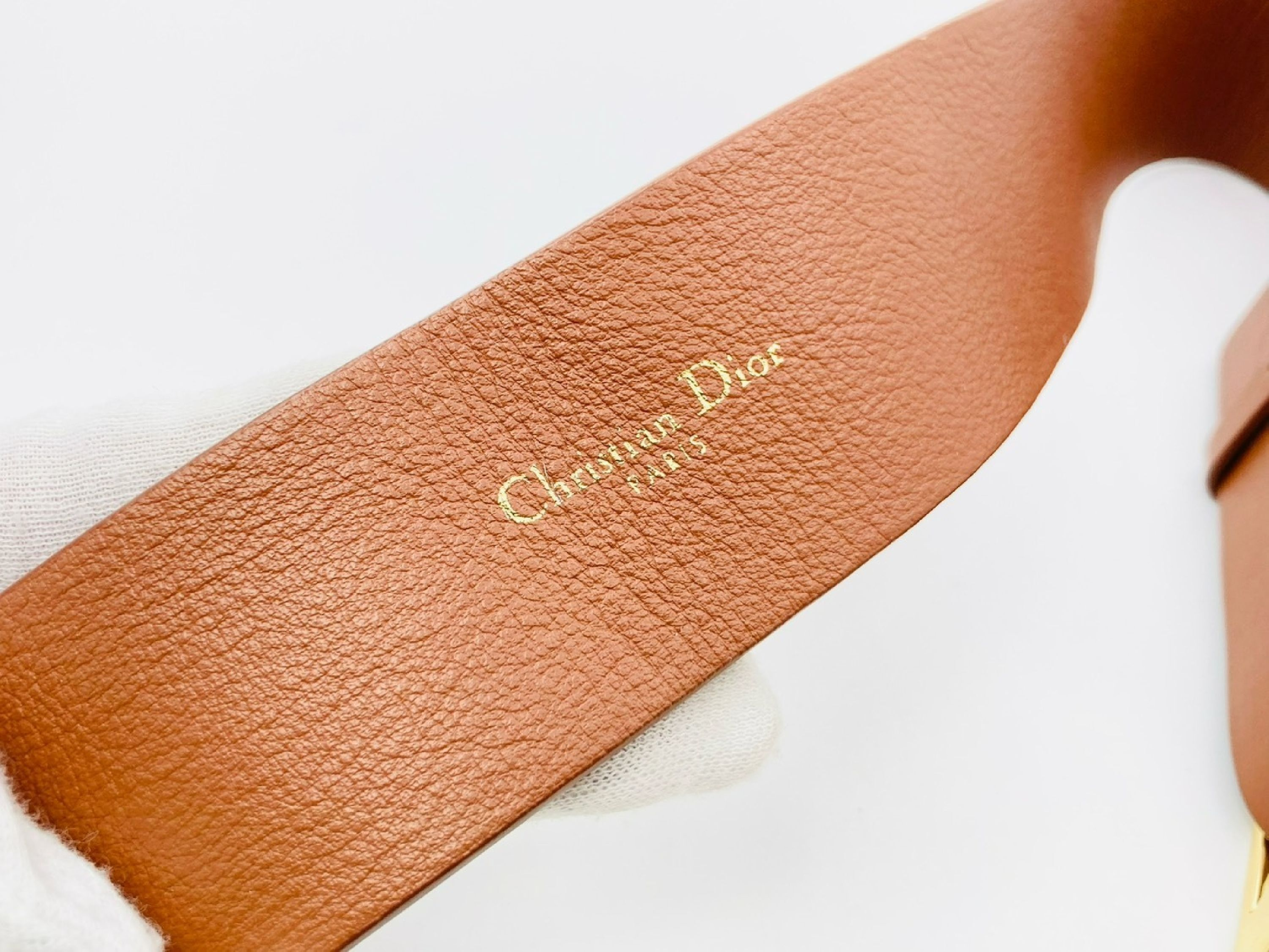 CD logo leather belt, size 70, brown and gold. — view 3