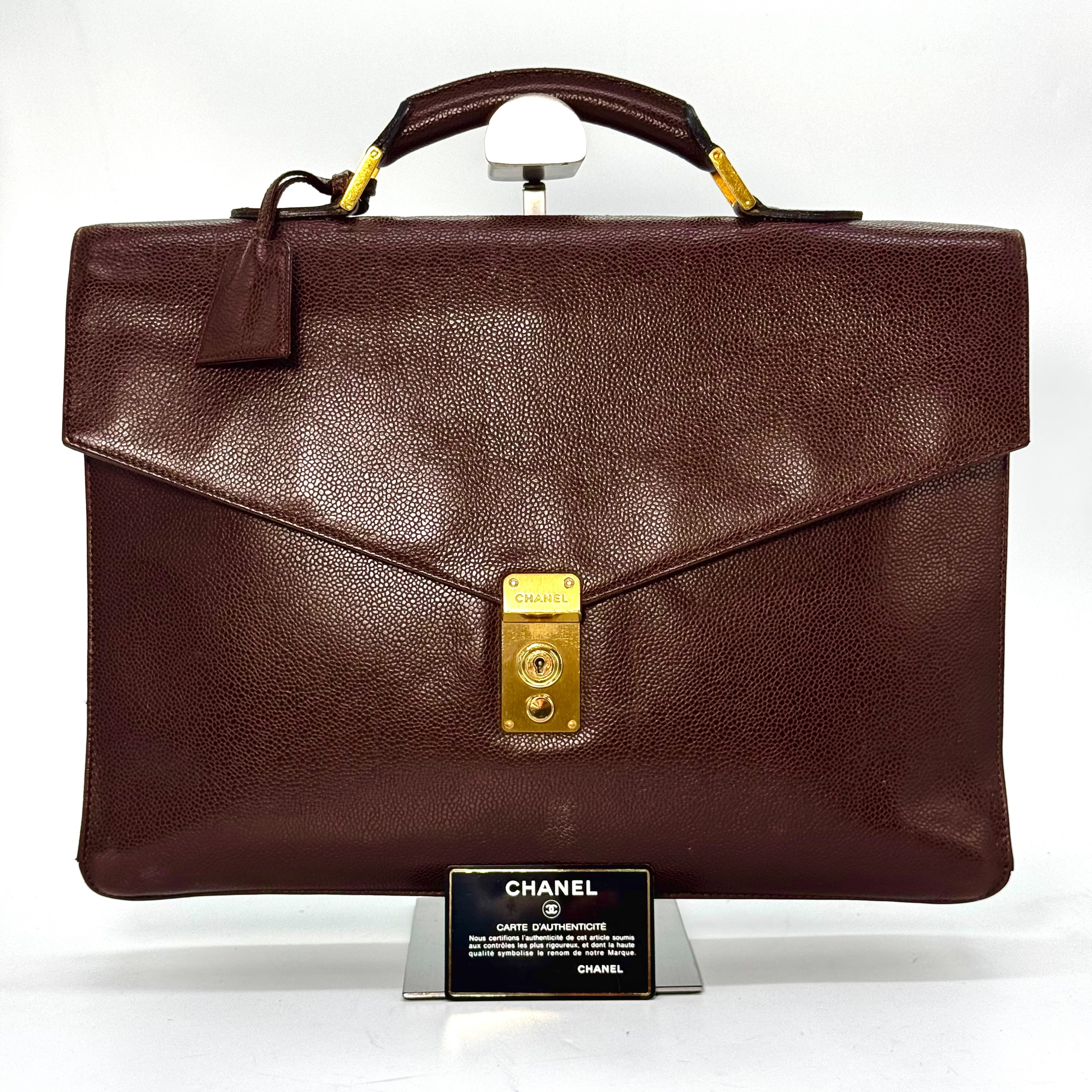 Caviar Skin Business Bag 5317949 with Guarantee Card, Brown Handbag