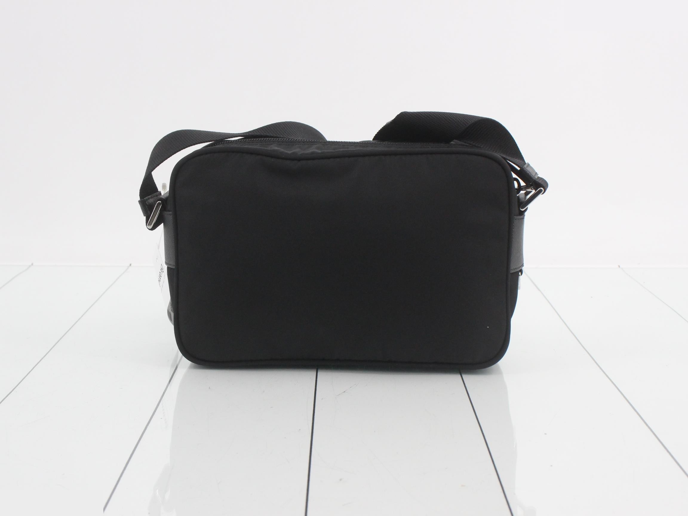 Shoulder bag, nylon/leather, black — view 2