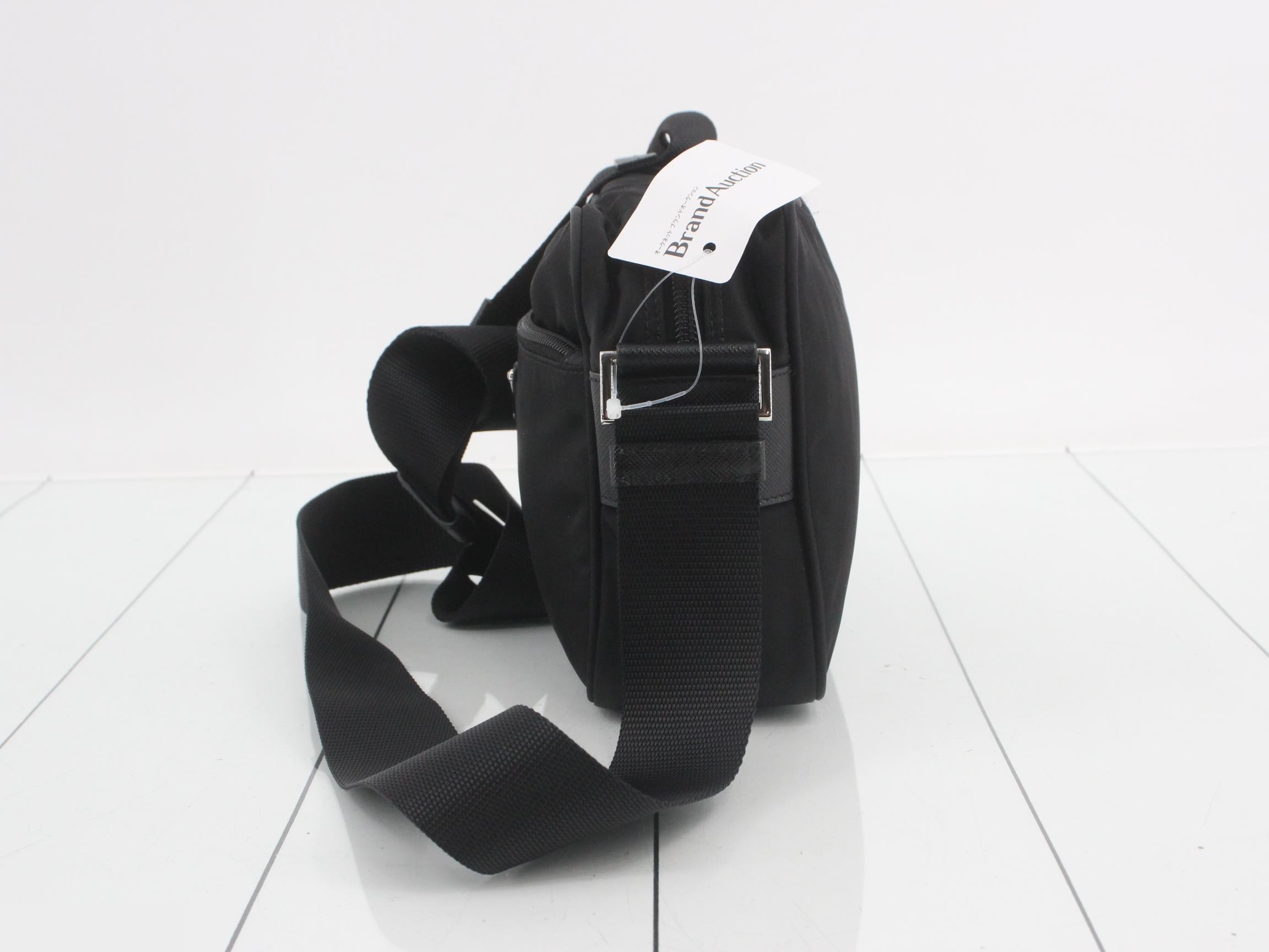 Shoulder bag, nylon/leather, black — view 3