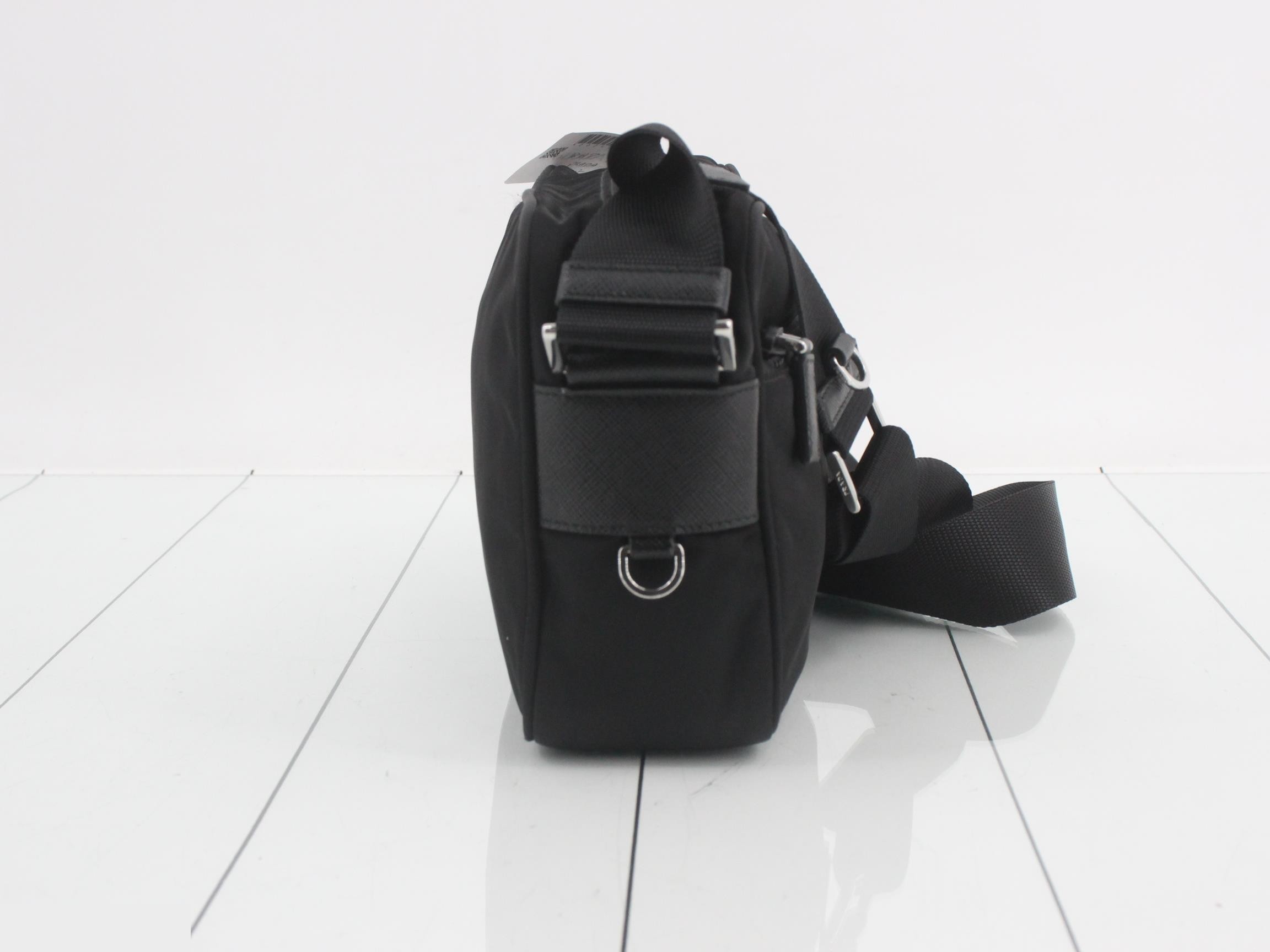 Shoulder bag, nylon/leather, black — view 4