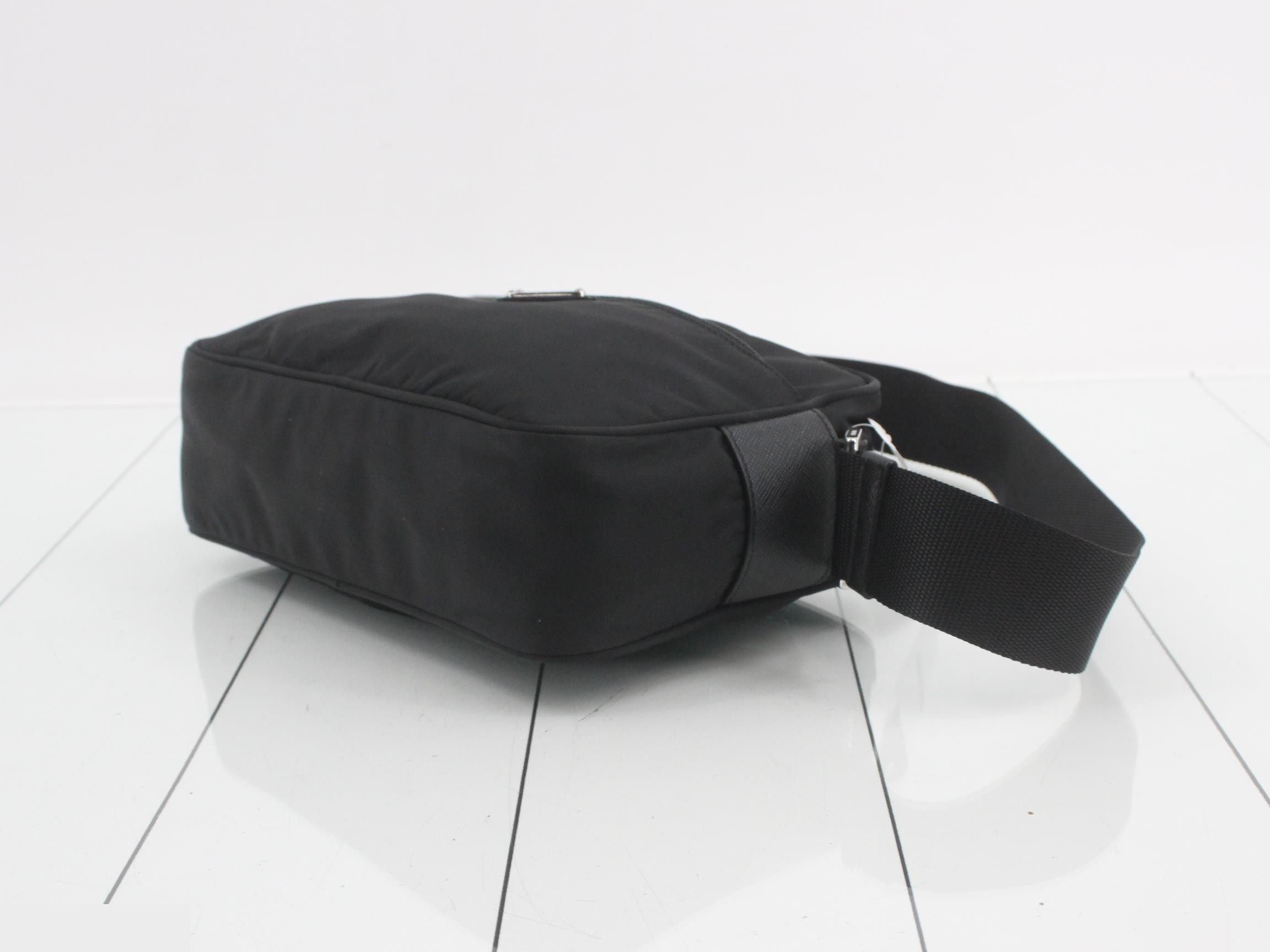 Shoulder bag, nylon/leather, black — view 6