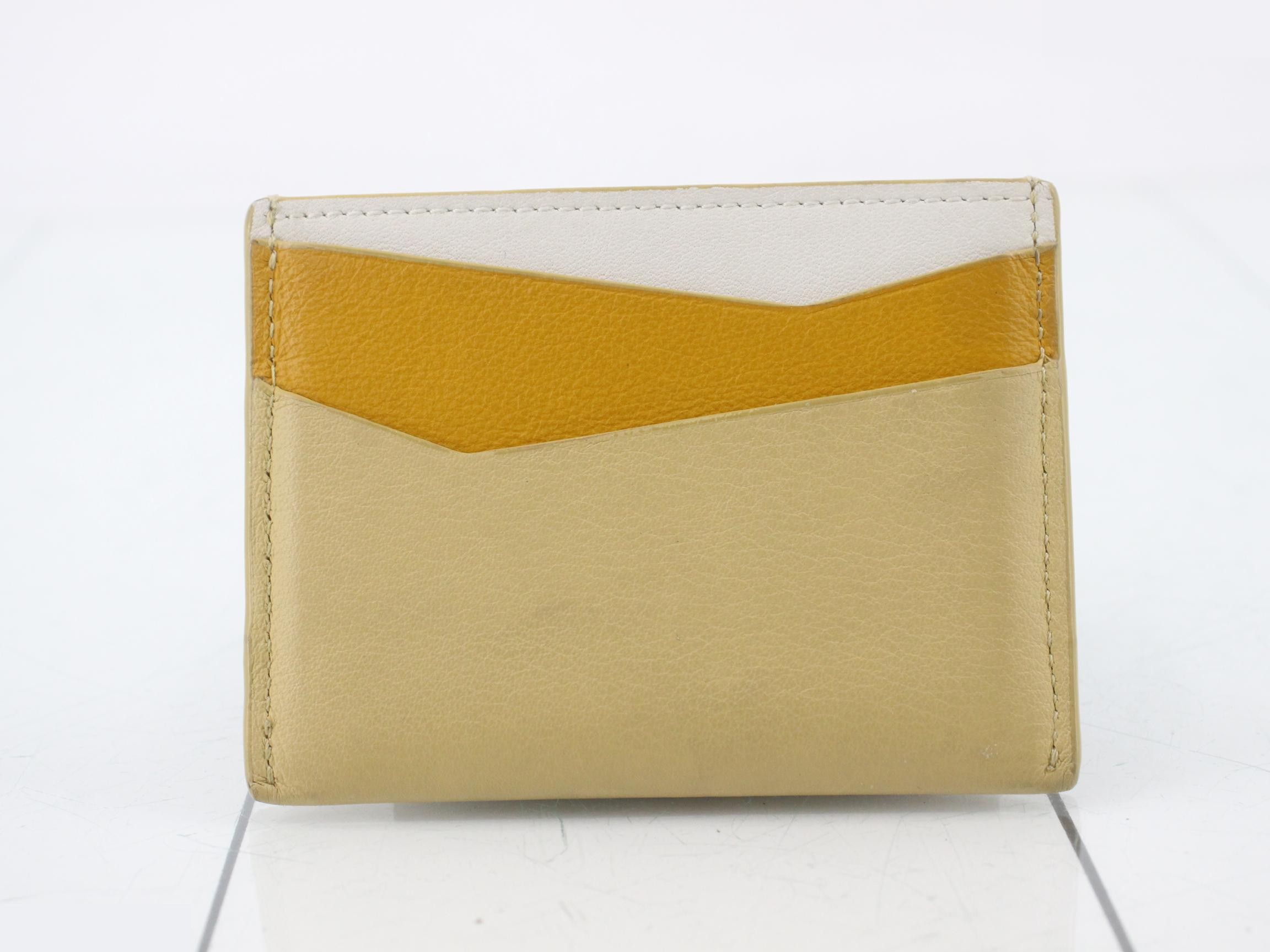 Anagram card case, leather, yellow, beige — view 2