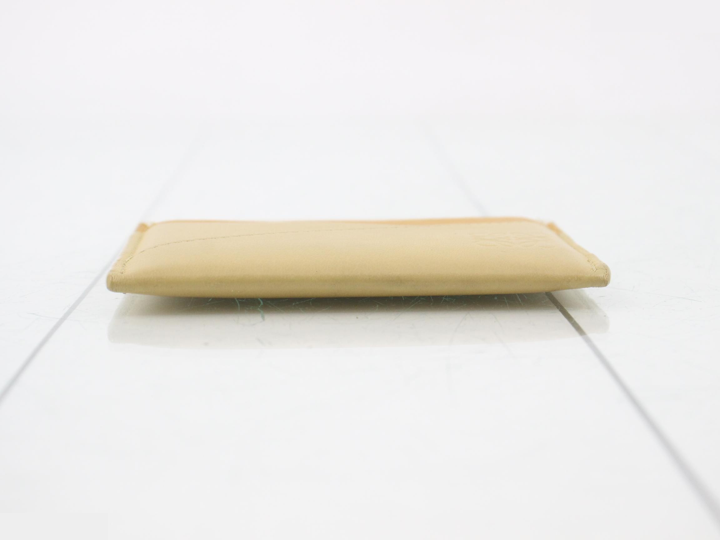 Anagram card case, leather, yellow, beige — view 3