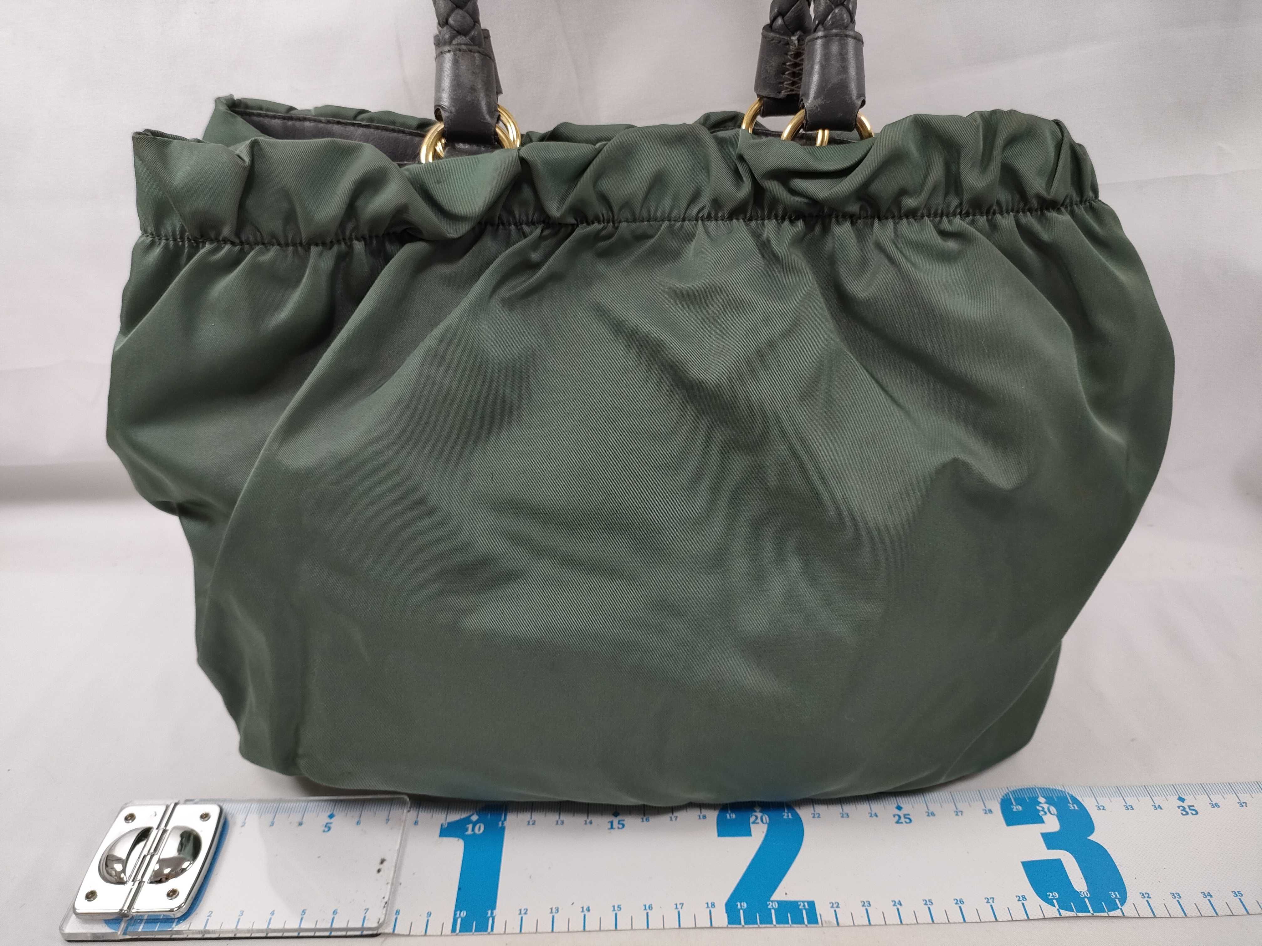 Nylon Drawstring Handbag, Green — view 2
