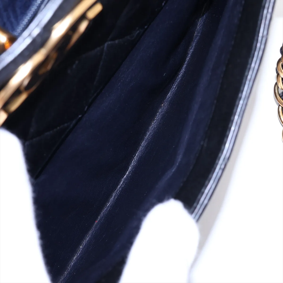 Matelassé Lambskin Chain Tote Bag, Black with Gold Hardware — view 10