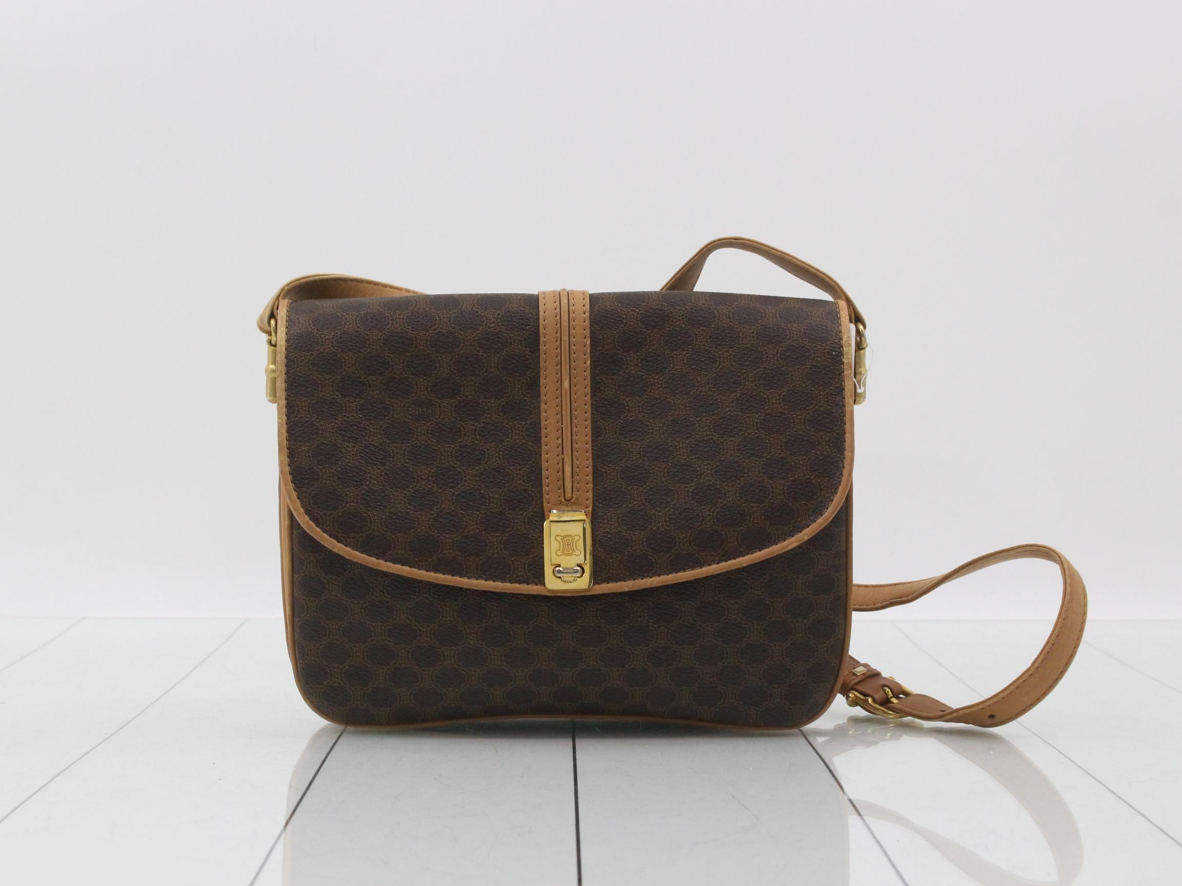 Macadam Shoulder Bag, Brown, PVC/Leather