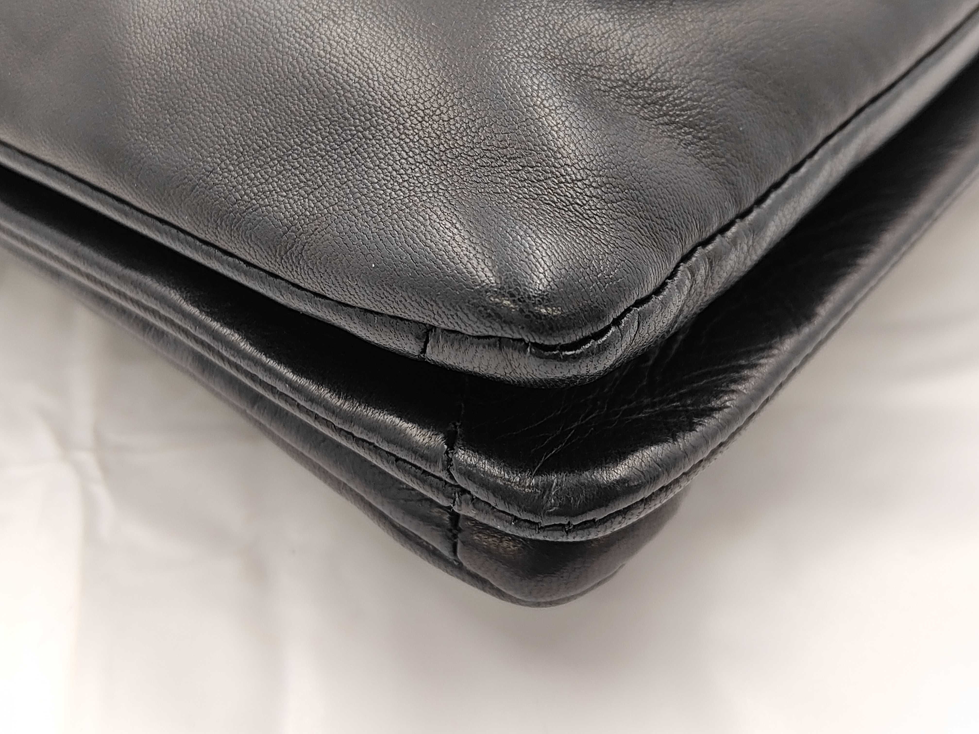 Lambskin Camellia Double Chain Shoulder Bag (Black) — view 5
