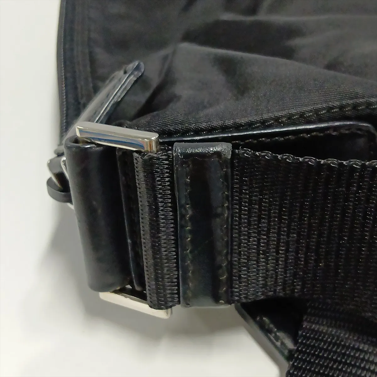 Tessuto Nylon x Leather Shoulder Bag, Black — view 11