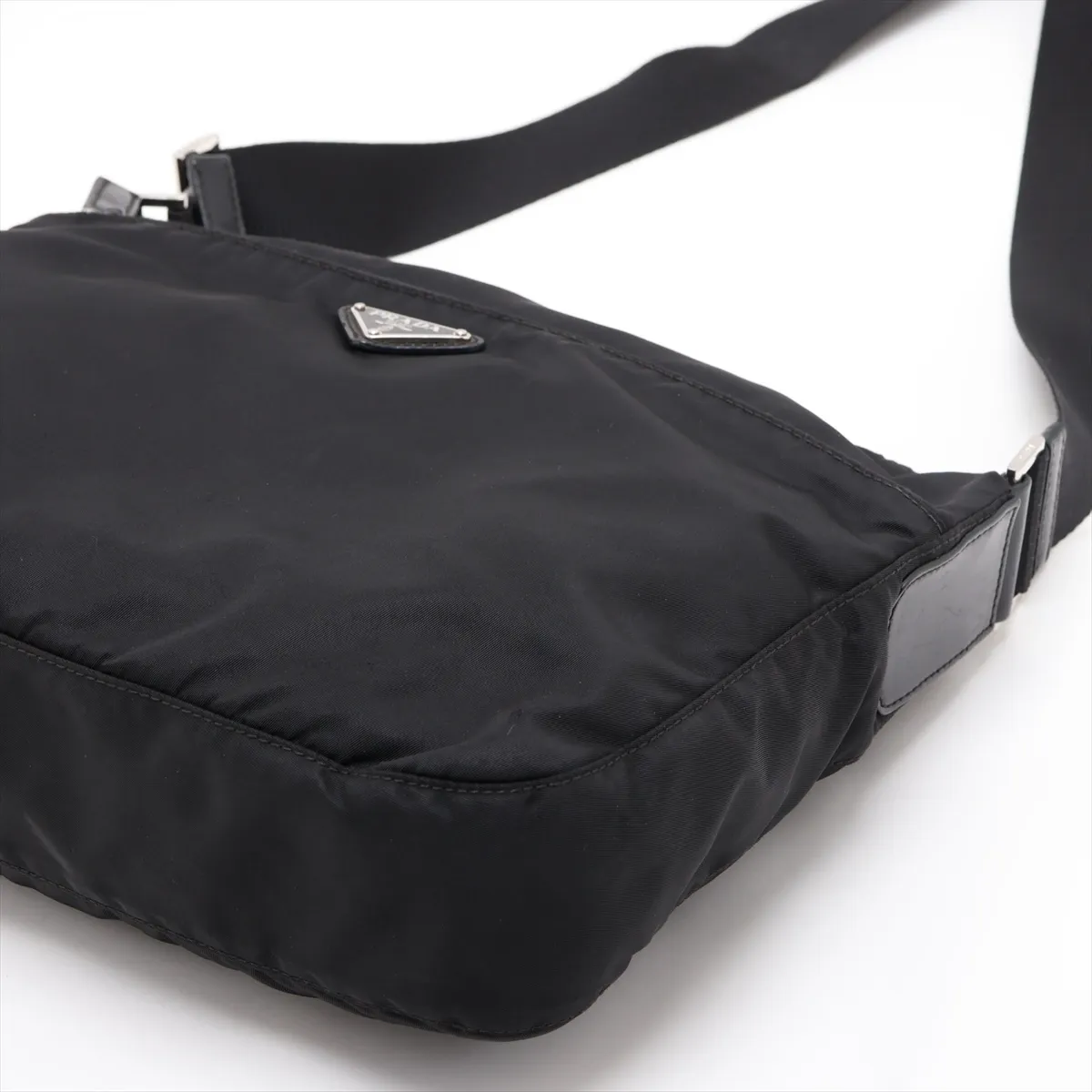 Tessuto Nylon x Leather Shoulder Bag, Black — view 3
