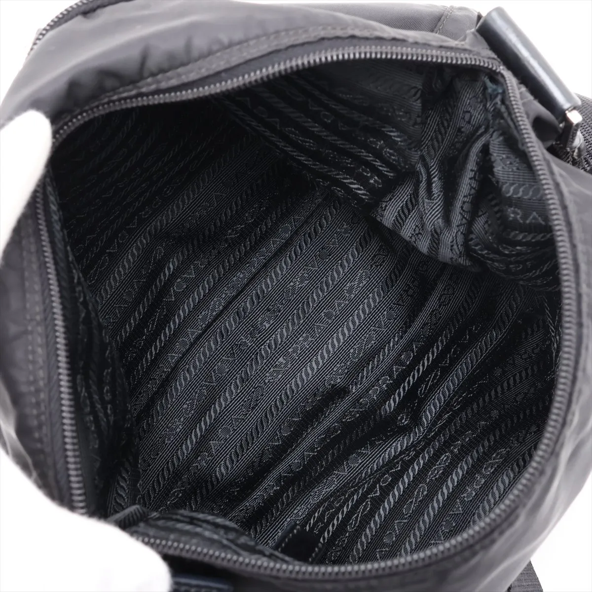 Tessuto Nylon x Leather Shoulder Bag, Black — view 6