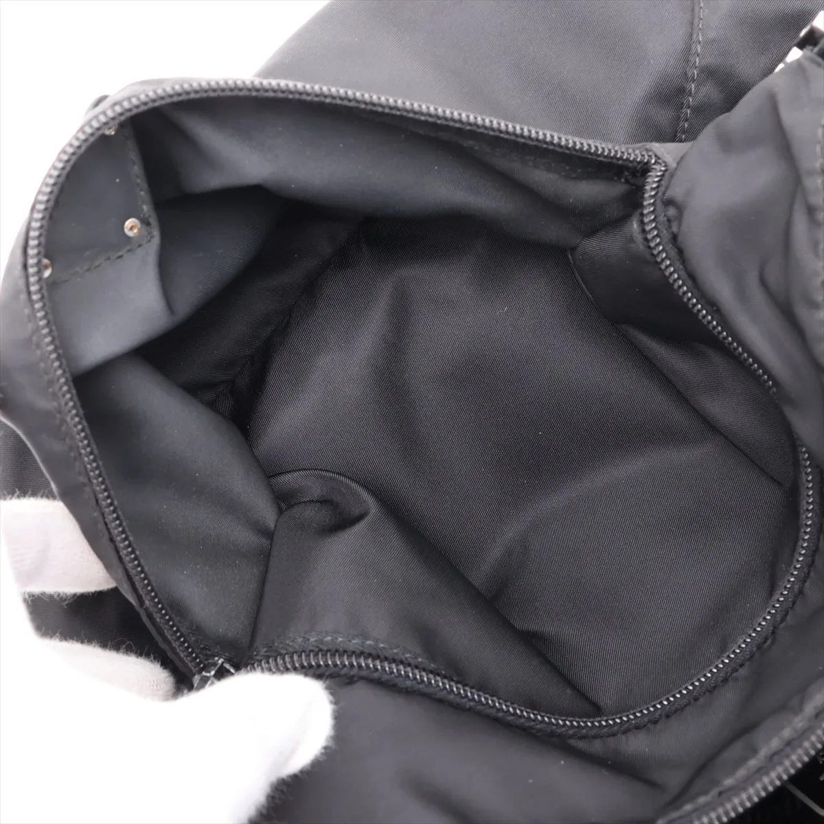 Tessuto Nylon x Leather Shoulder Bag, Black — view 8