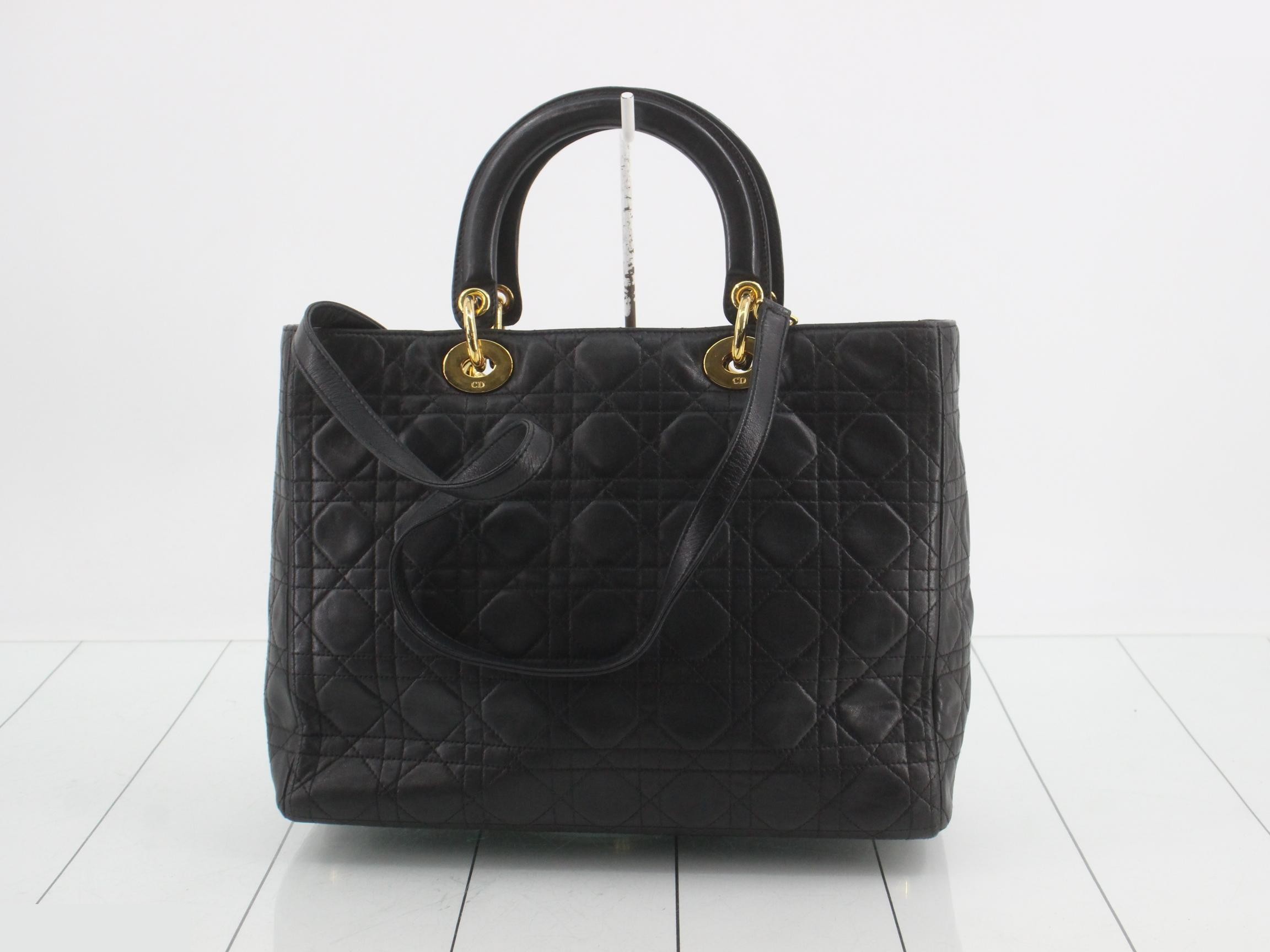Lady Dior Lambskin Black 2-Way Handbag with Gold Hardware and Strap — view 2