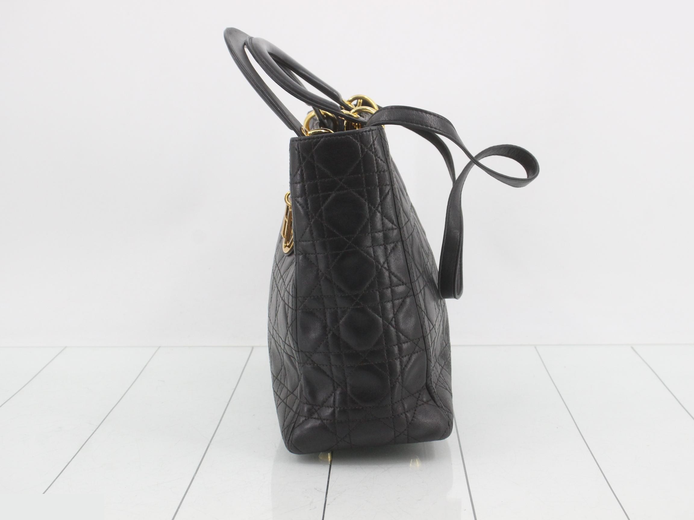 Lady Dior Lambskin Black 2-Way Handbag with Gold Hardware and Strap — view 3